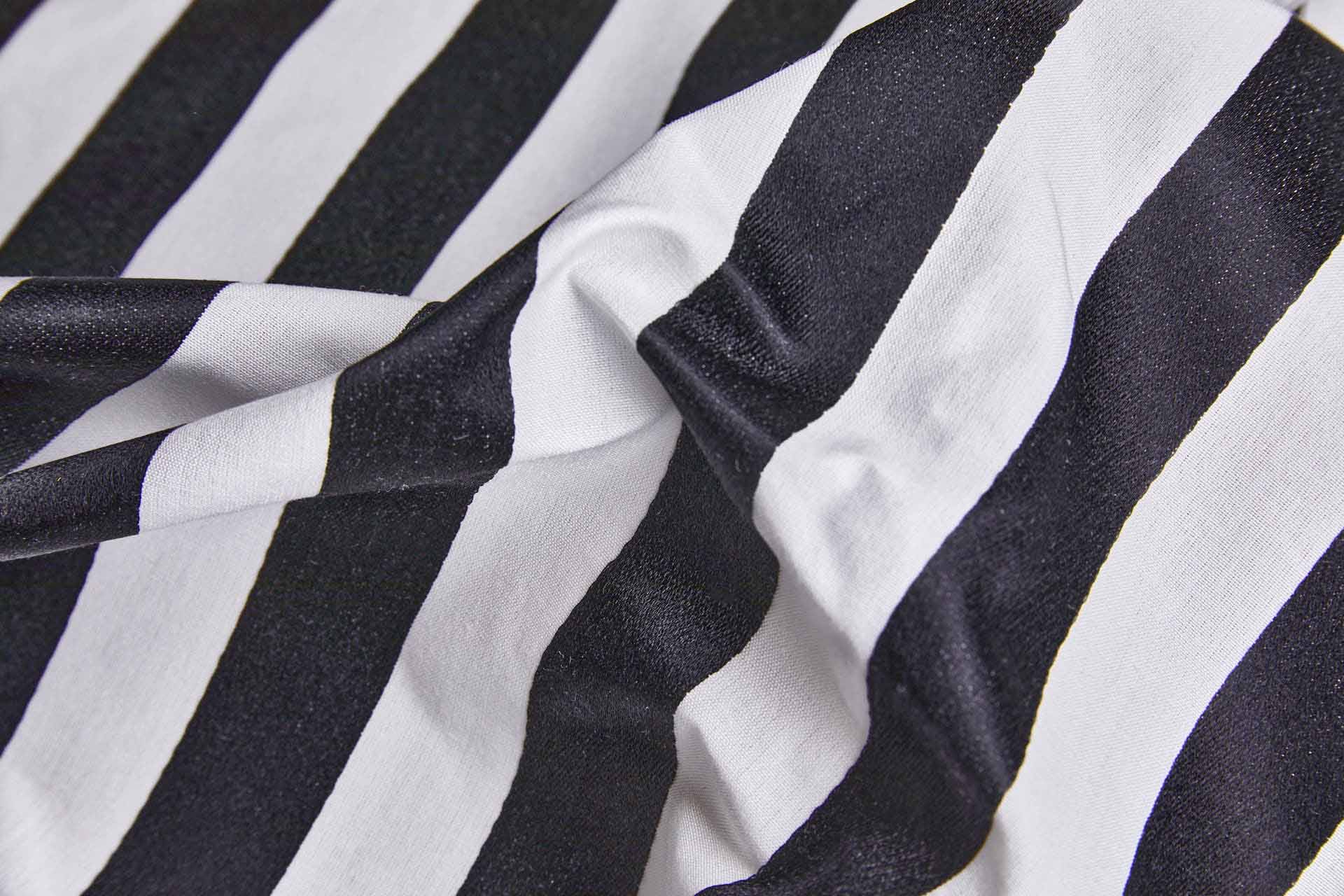 Cotton Sateen Stripe in Off White and Black fabric, image 4 of 7