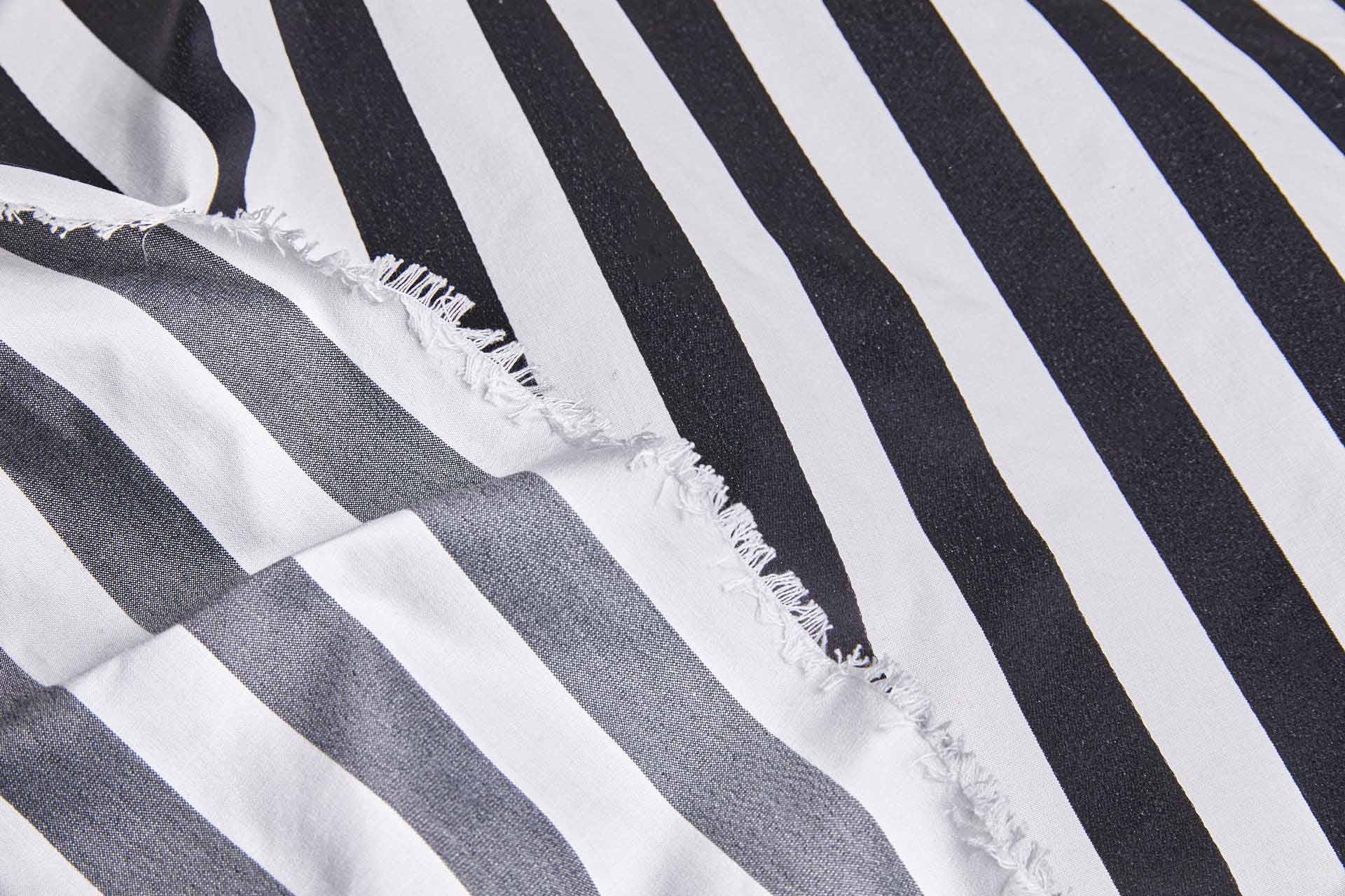 Cotton Sateen Stripe in Off White and Black fabric, image 6 of 7
