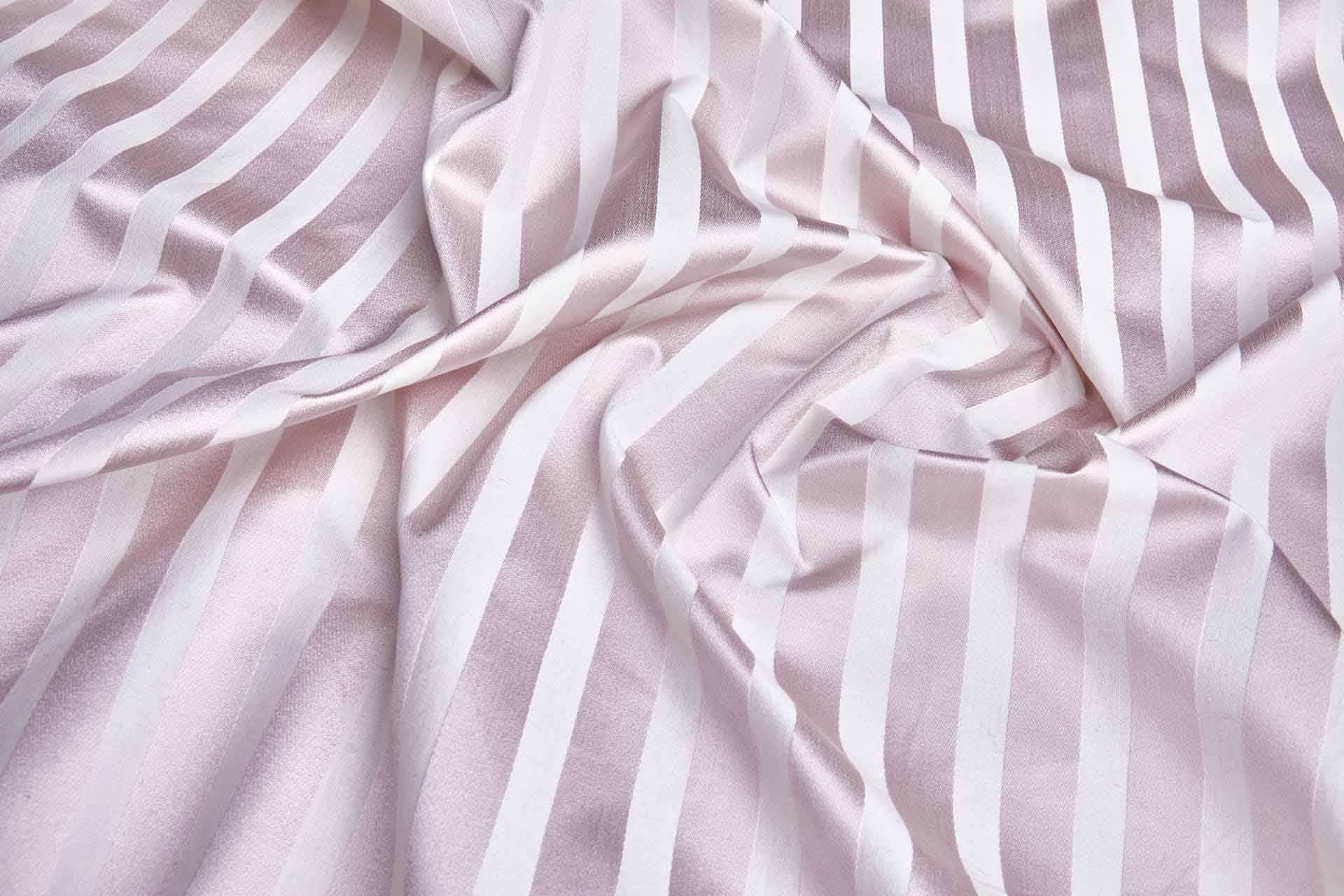Cotton Sateen Stripe in Off White and Pale Lilac - 0.5m Piece fabric, image 4 of 6