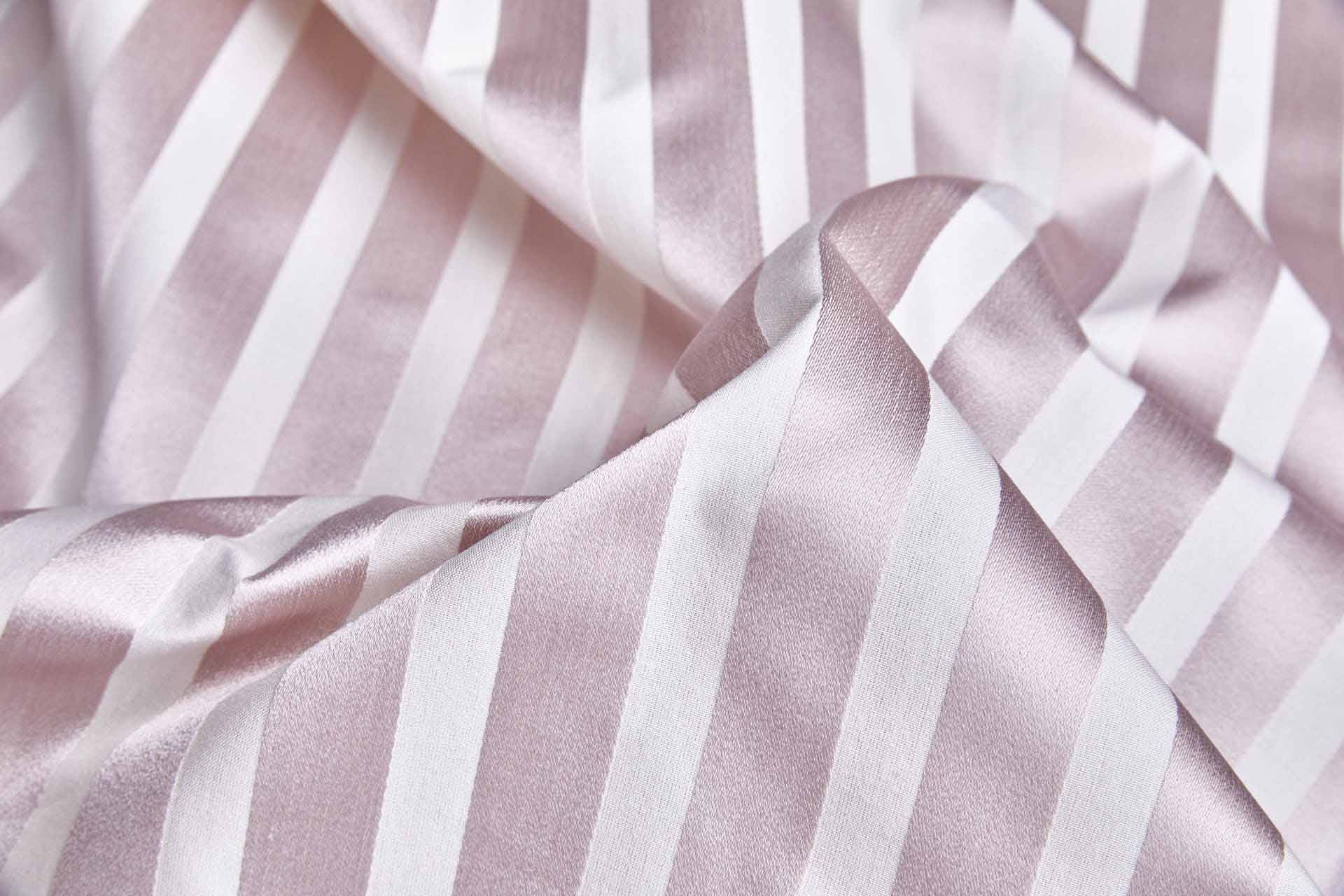 Cotton Sateen Stripe in Off White and Pale Lilac - 0.5m Piece fabric, image 2 of 6