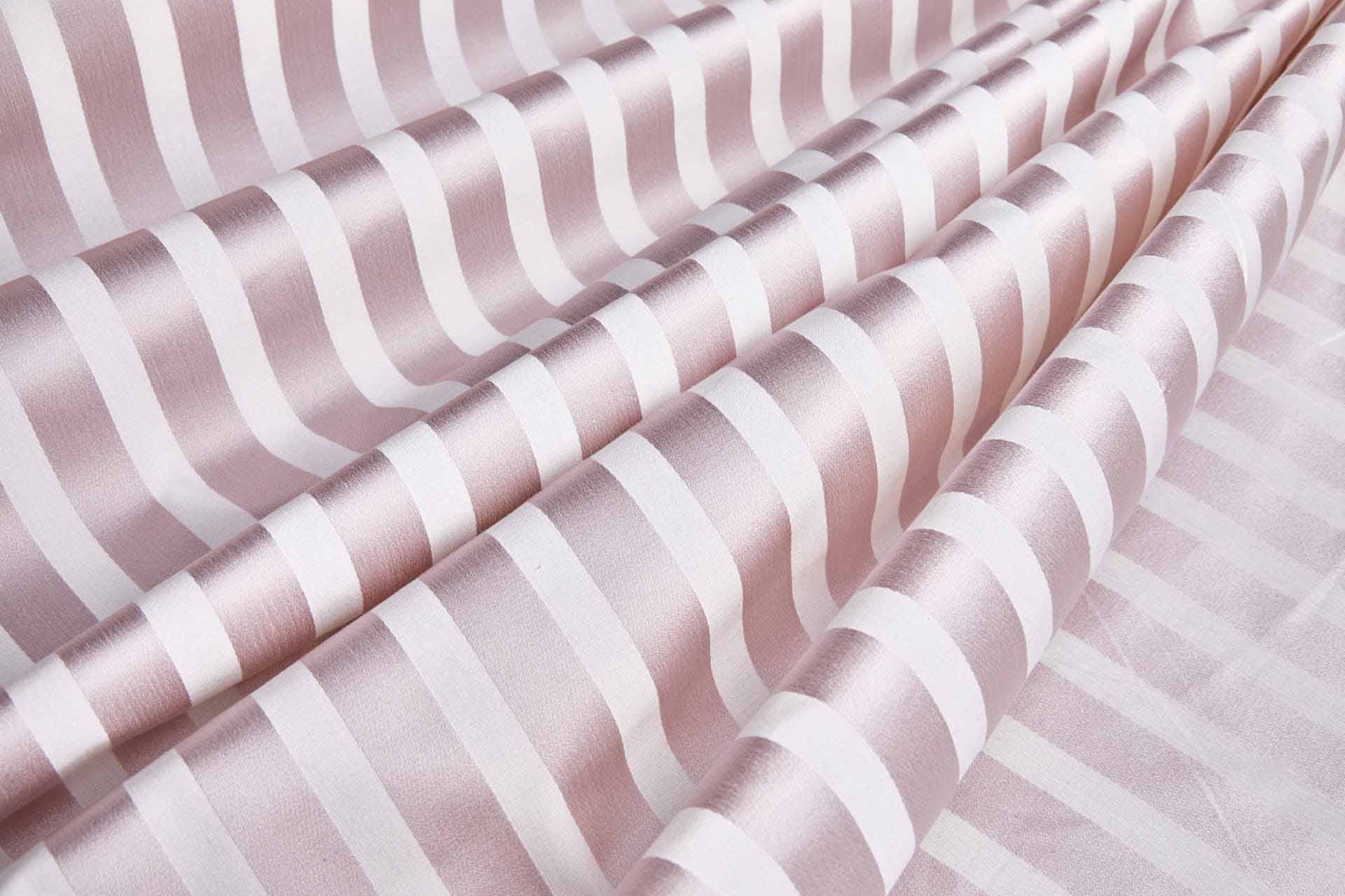 Cotton Sateen Stripe in Off White and Pale Lilac fabric, image 5 of 6