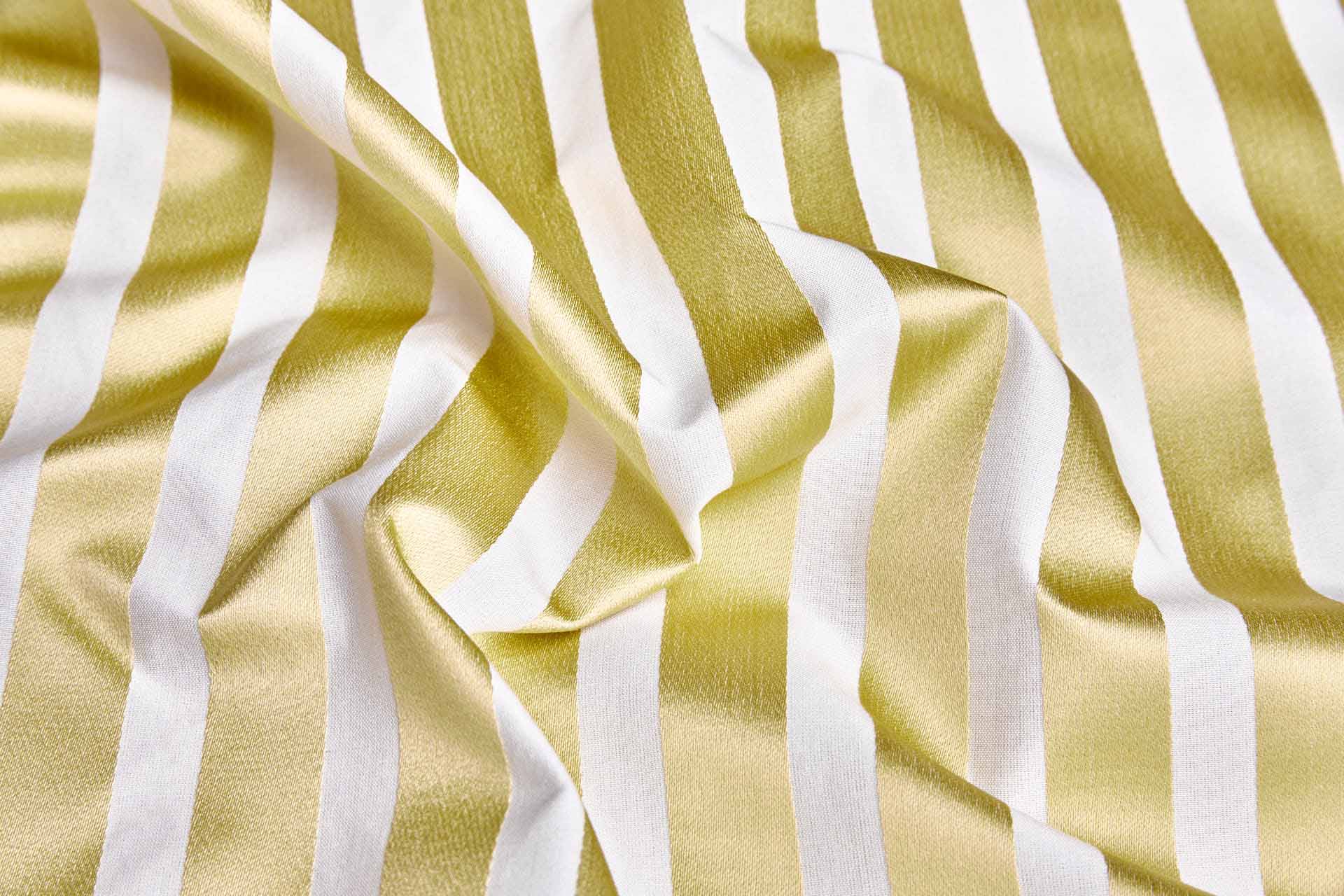 Cotton Sateen Stripe in Off White and Pale Yellow fabric, image 3 of 5