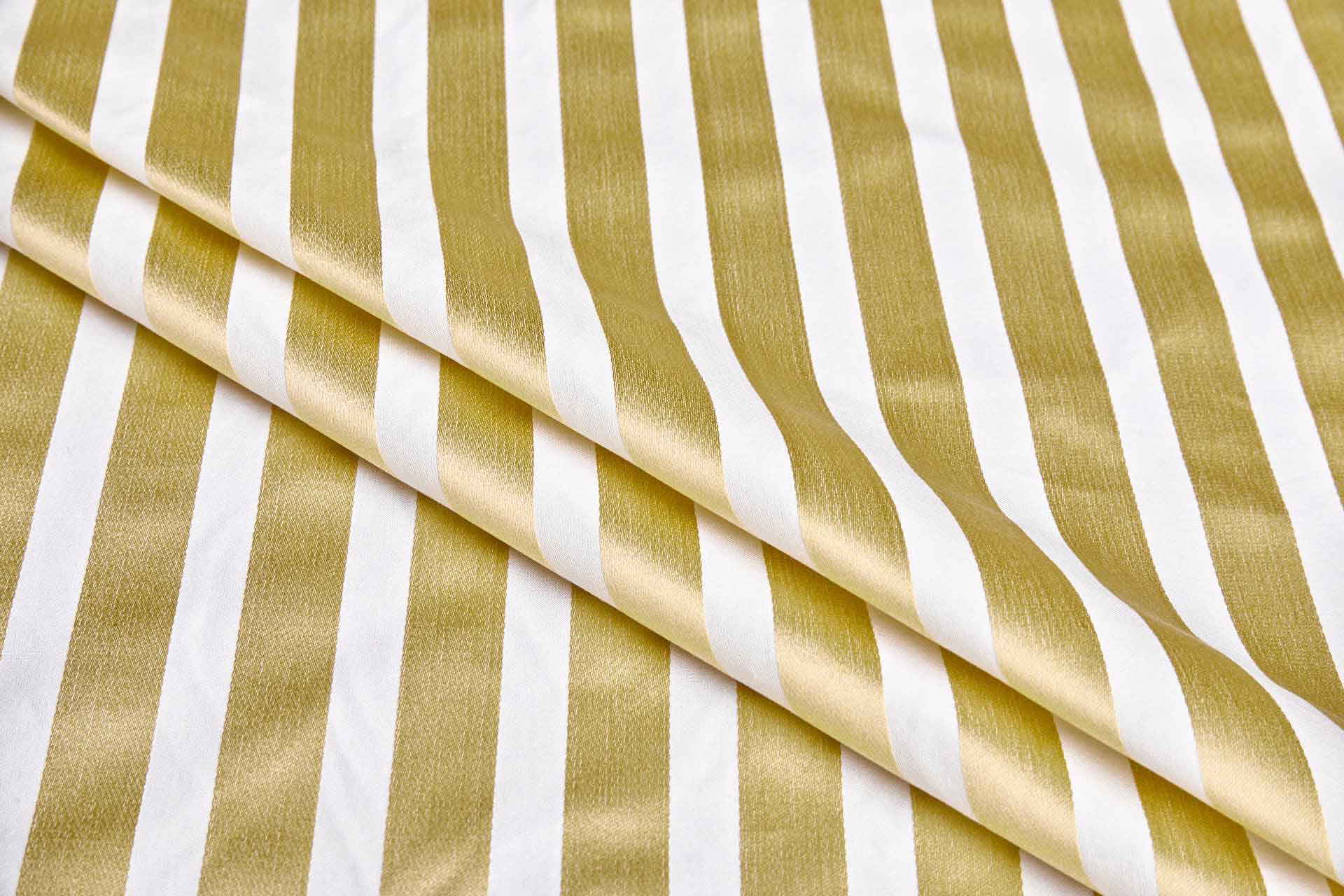 Cotton Sateen Stripe in Off White and Pale Yellow fabric