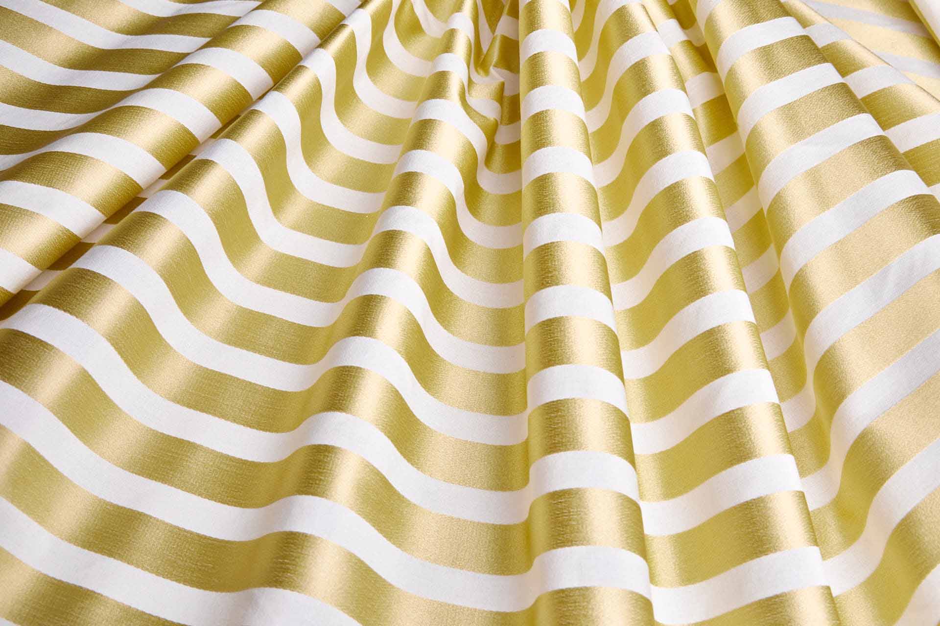 Cotton Sateen Stripe in Off White and Pale Yellow fabric, image 4 of 5