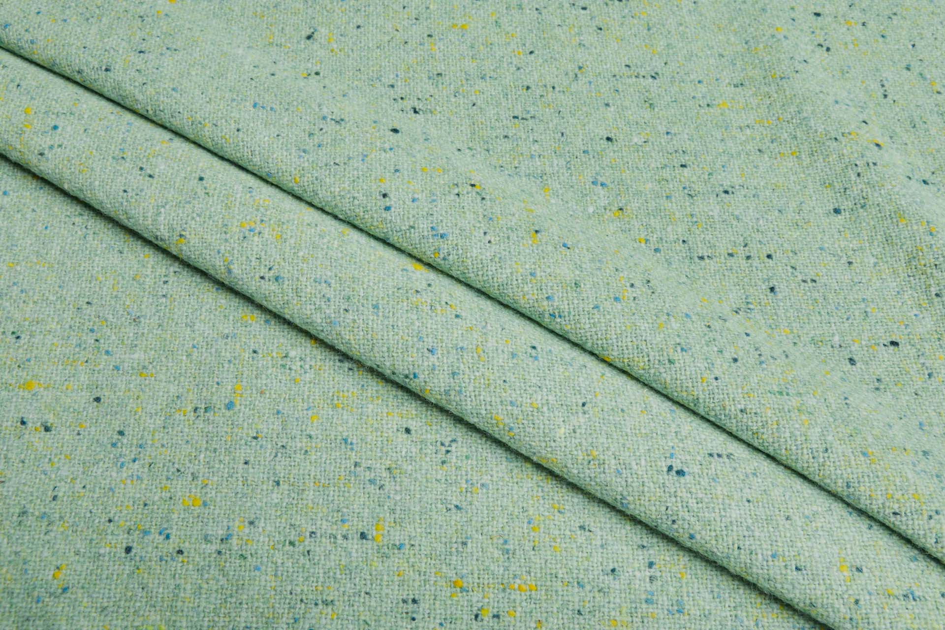 Wool Mix Tweed - Light Green with Blue and Yellow fabric