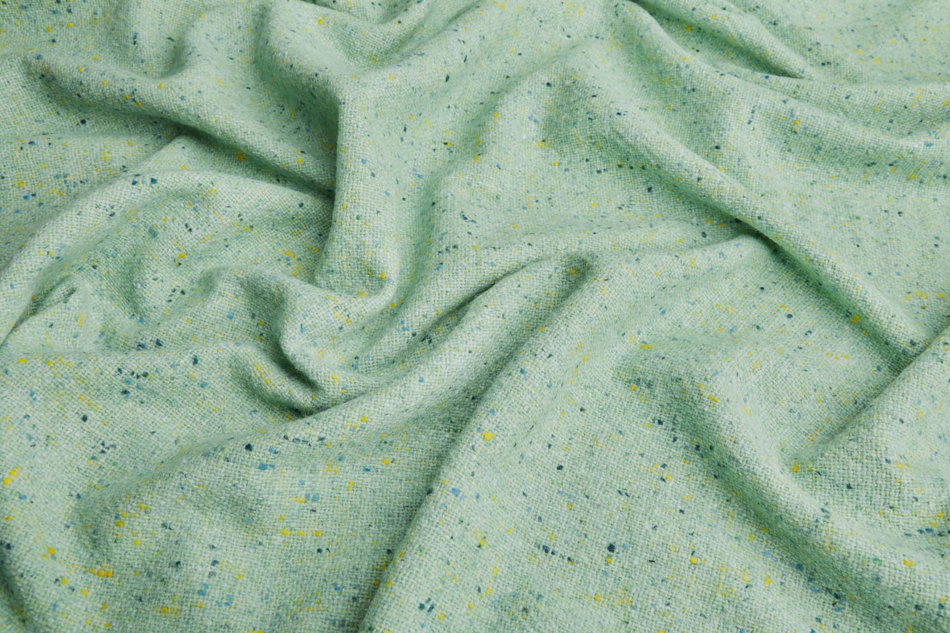 Wool Mix Tweed - Light Green with Blue and Yellow fabric, image 3 of 7