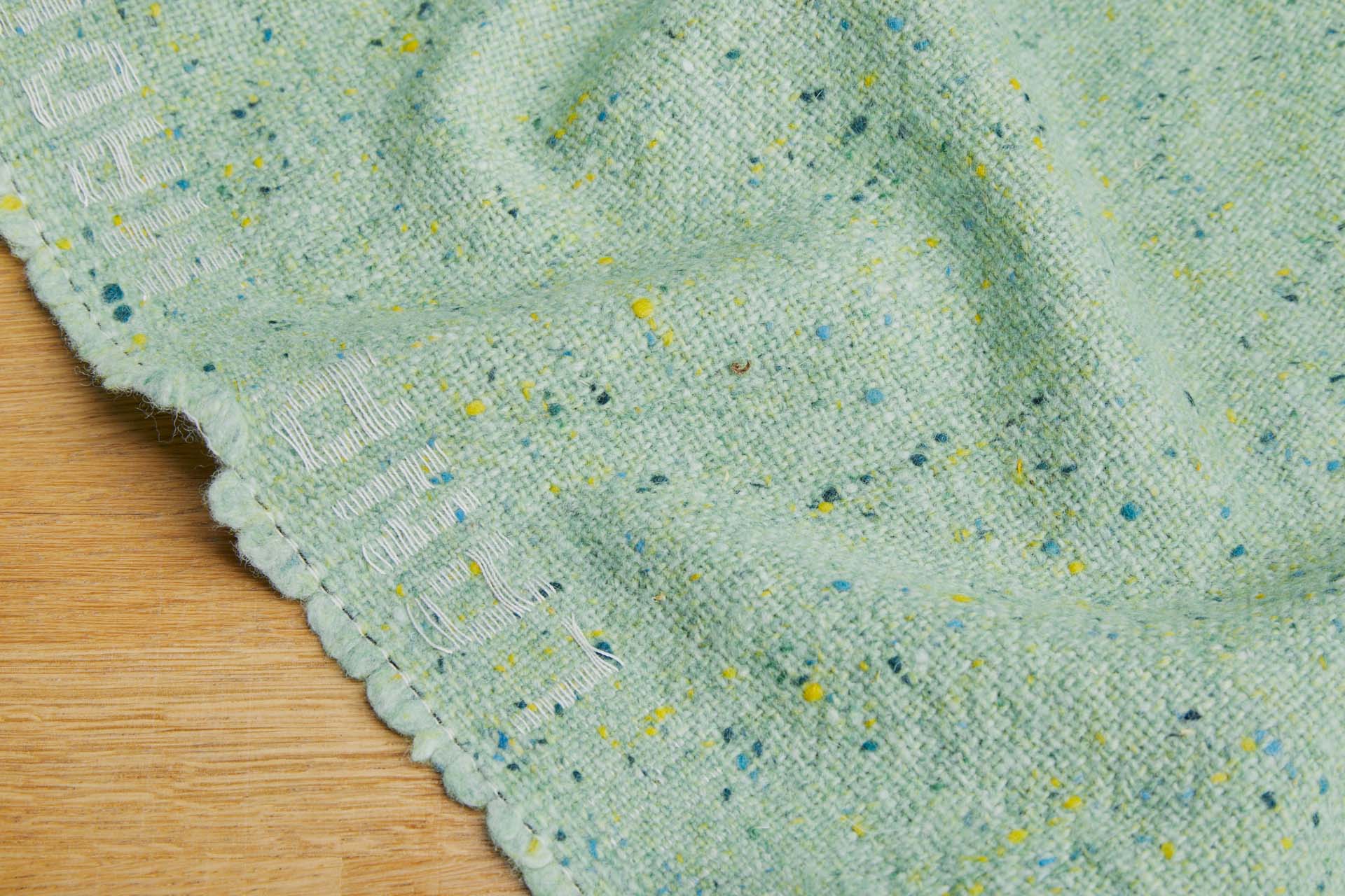 Wool Mix Tweed - Light Green with Blue and Yellow fabric, image 4 of 7
