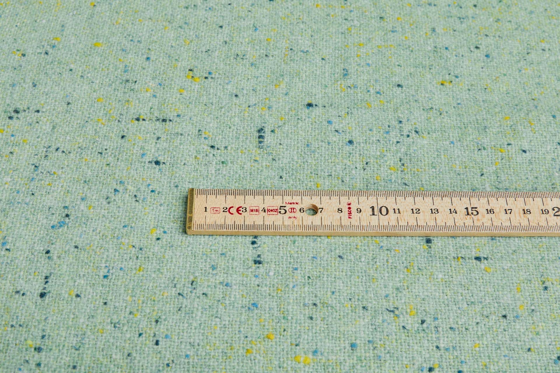 Wool Mix Tweed - Light Green with Blue and Yellow fabric, image 6 of 7