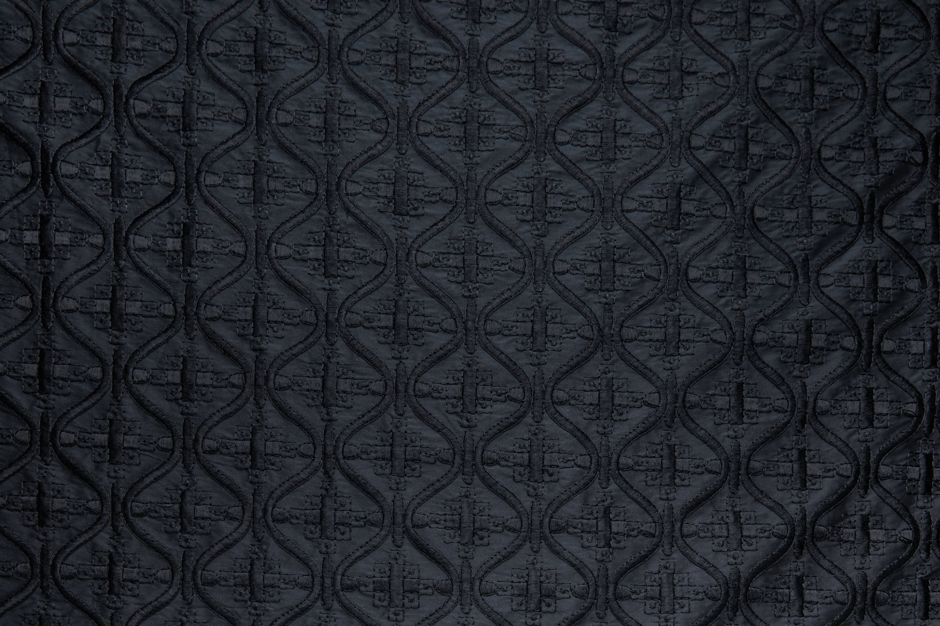Black Decorative Ogee Trellis Pattern Embroidery fabric, image 7 of 9