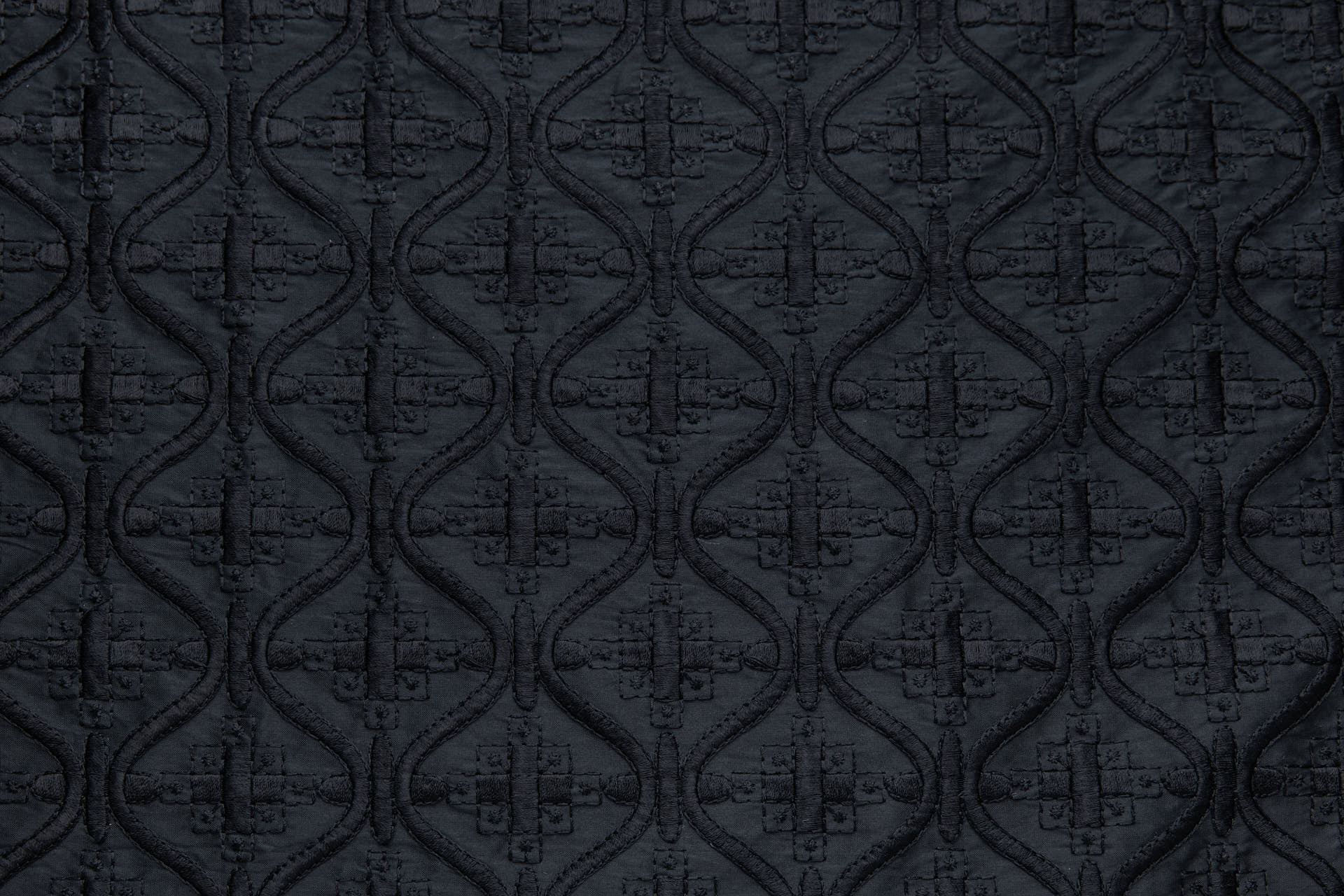 Black Decorative Ogee Trellis Pattern Embroidery fabric, image 4 of 9