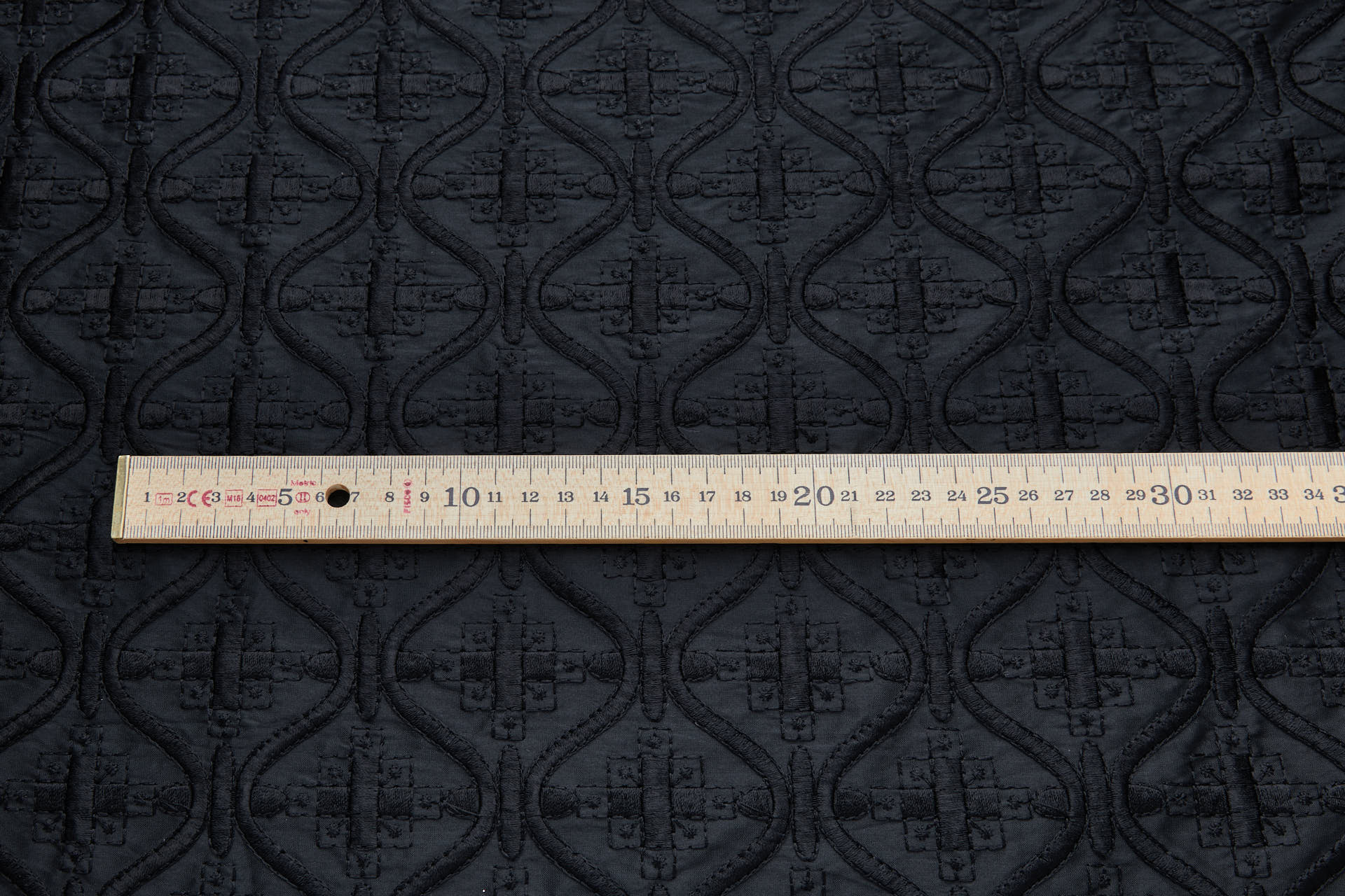 Black Decorative Ogee Trellis Pattern Embroidery fabric, image 5 of 9