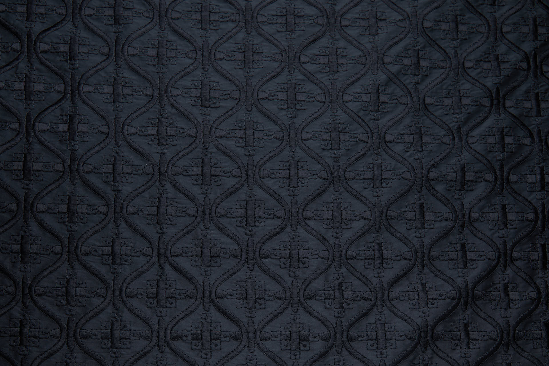Black Decorative Ogee Trellis Pattern Embroidery fabric, image 9 of 9
