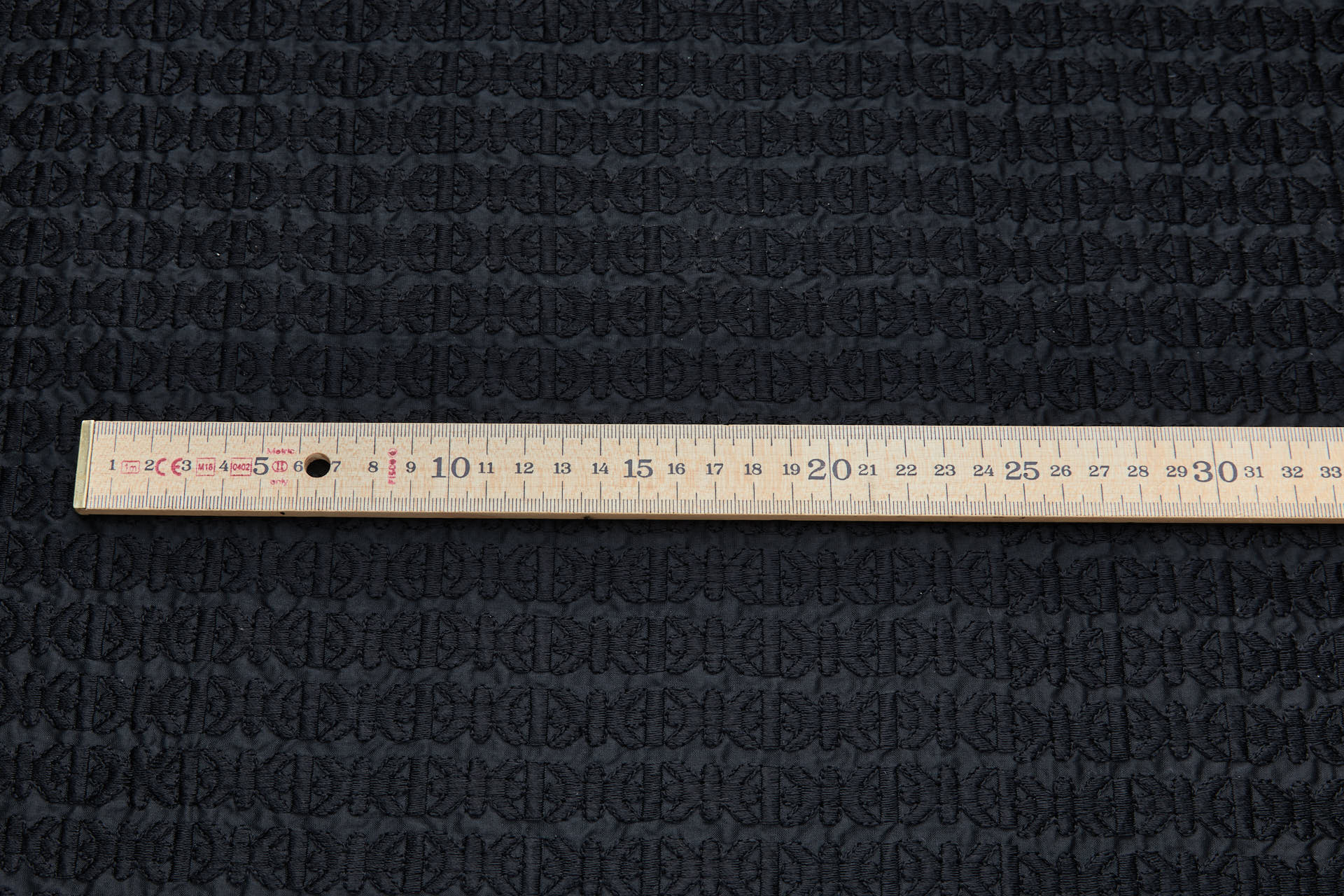 Black Small & Dense Trellis Pattern Embroidery on Dupion fabric, image 7 of 7