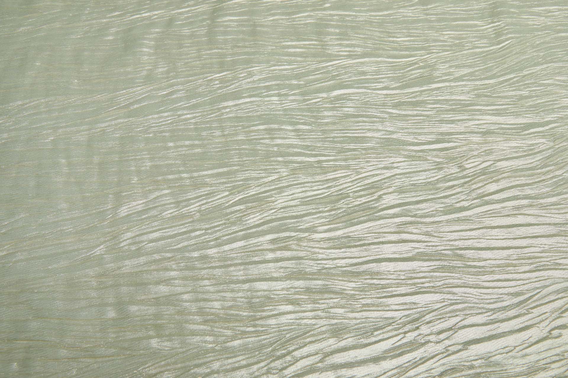 Foil Printed and Pleated Polyester Chiffon - Pale Khaki / Pale Gold fabric, image 2 of 9
