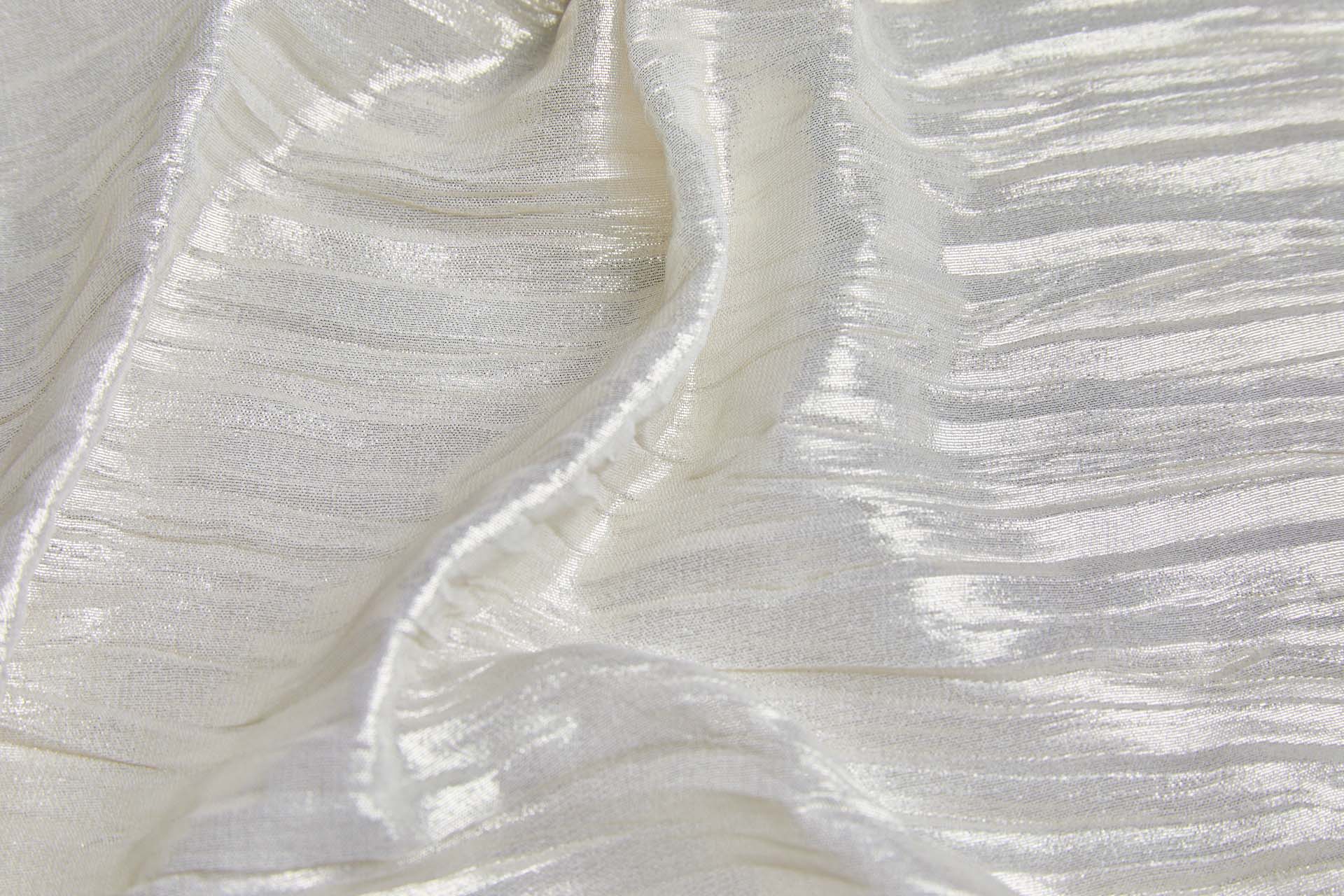 Foil Printed and Pleated Polyester Chiffon - Stone / Pale Gold fabric, image 2 of 8
