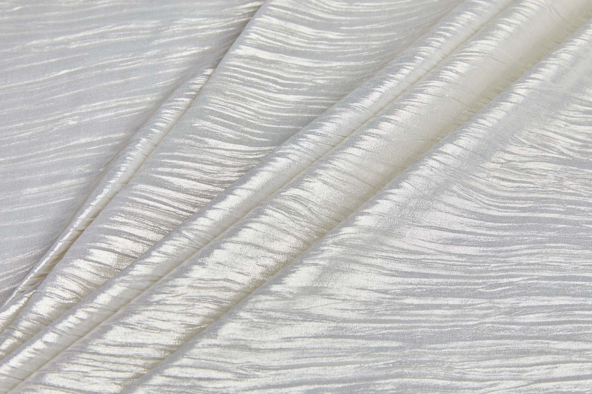 Foil Printed and Pleated Polyester Chiffon - Stone / Pale Gold fabric, image 4 of 8