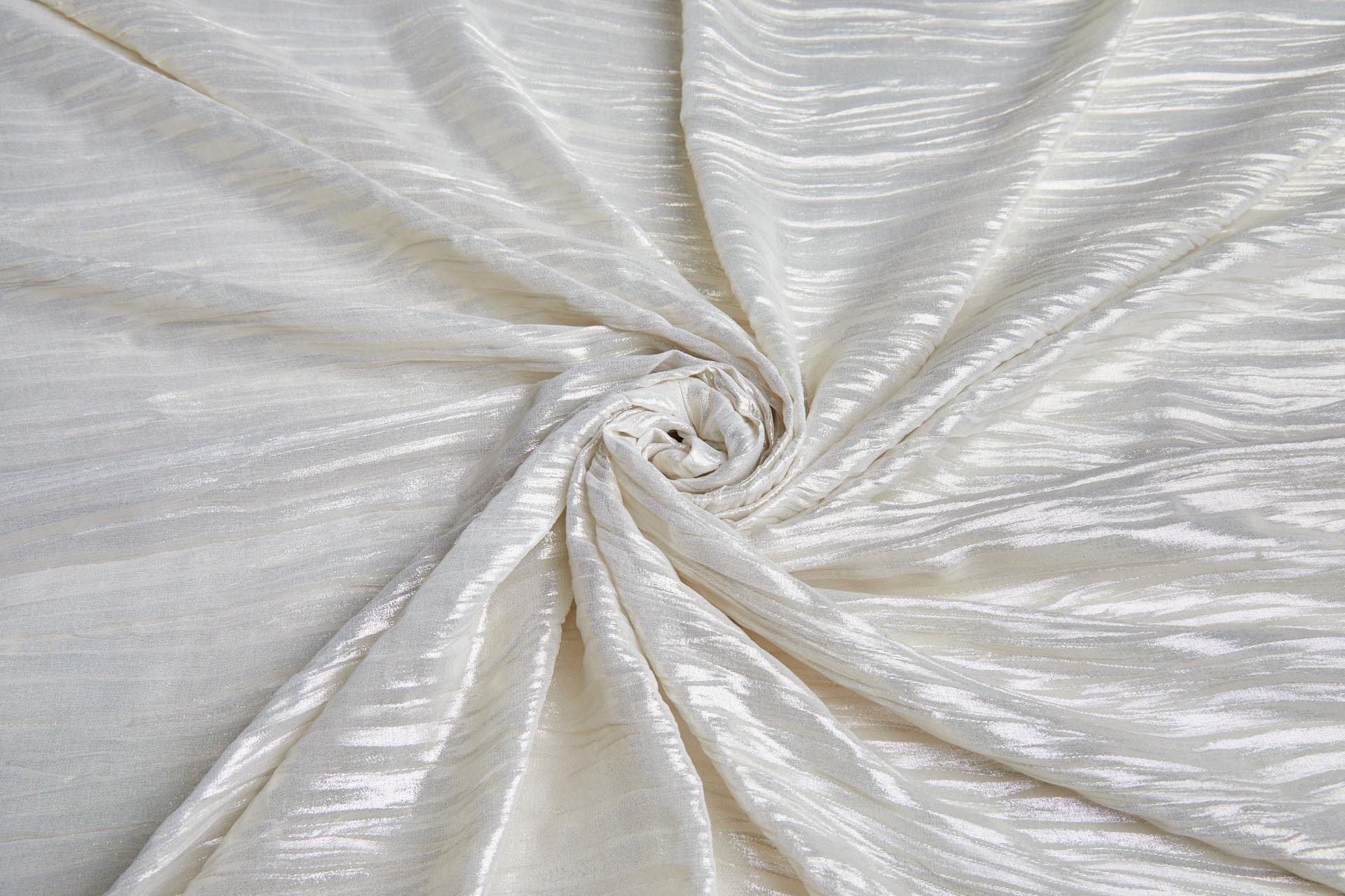 Foil Printed and Pleated Polyester Chiffon - Stone / Pale Gold fabric
