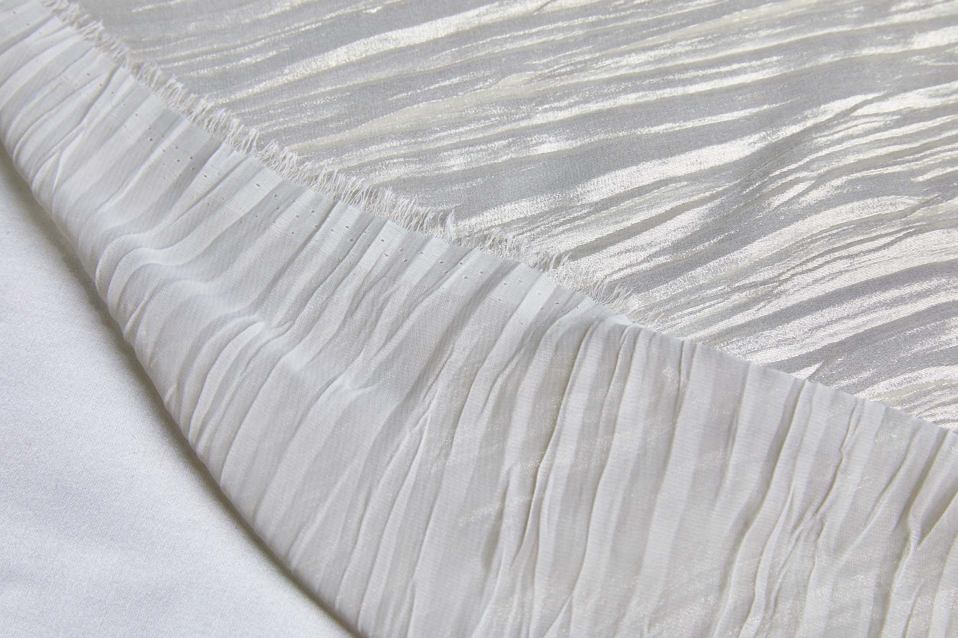 Foil Printed and Pleated Polyester Chiffon - Stone / Pale Gold fabric, image 8 of 8