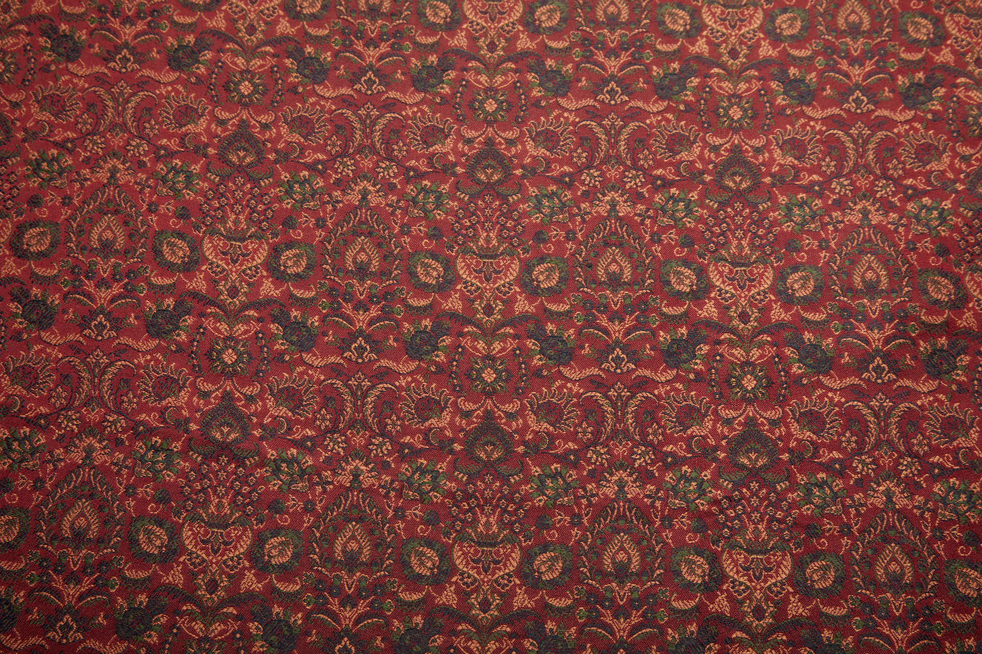 Smaller Floral Banaras Brocade - Dark Green, Rust and Dark Red fabric, image 6 of 11