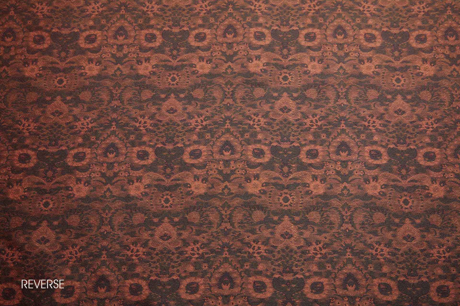 Smaller Floral Banaras Brocade - Dark Green, Rust and Dark Red fabric, image 5 of 11