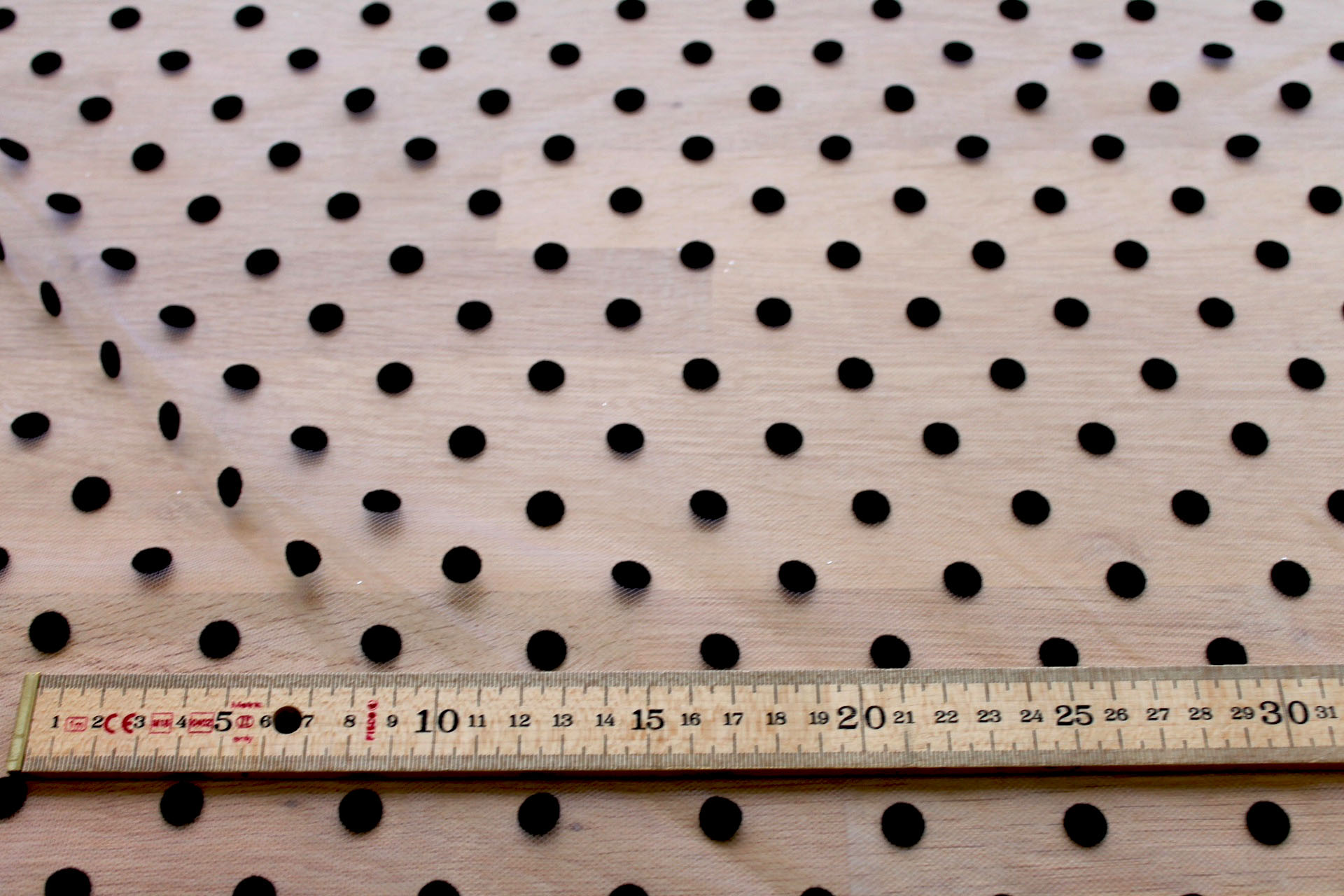 Flock Polka Dot / Spot Tulle - Black on White - Medium fabric, image 4 of 6