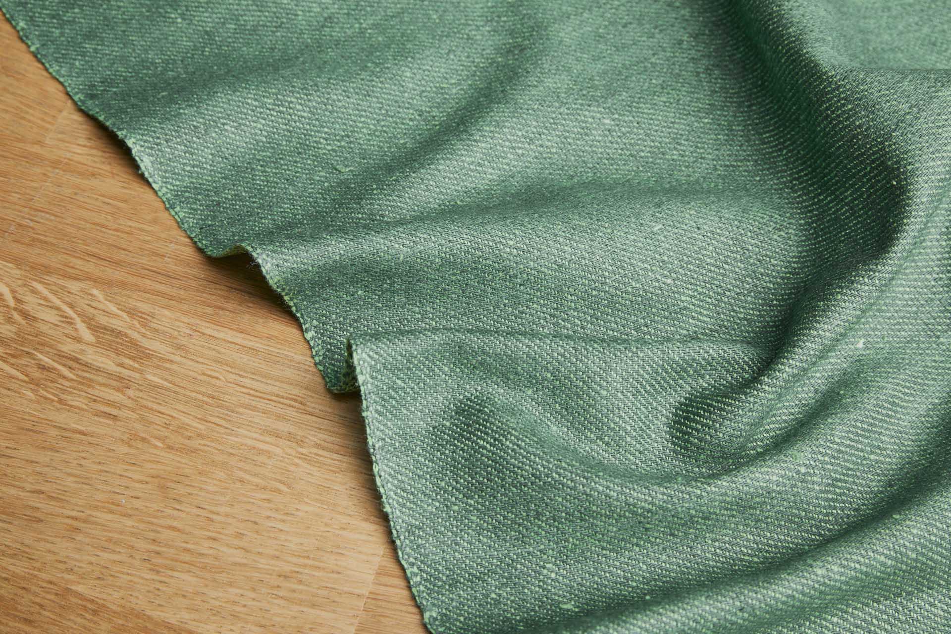 Reversible Silk Cotton Twill Weave - Fresh Green / Hunter Green fabric, image 9 of 11