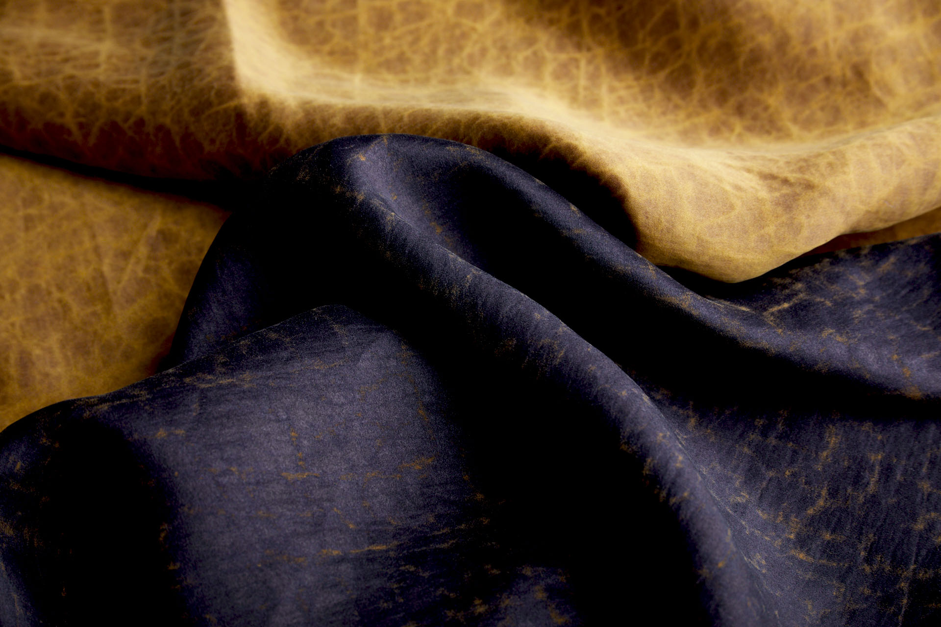 Mud Silk - Satin - Ochre / Black fabric, image 10 of 10