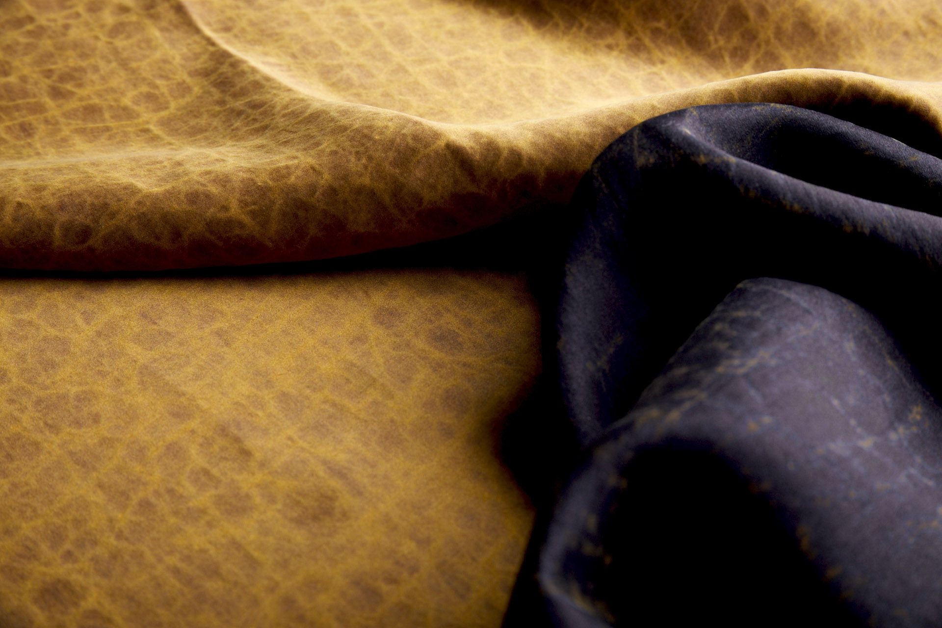 Mud Silk - Satin - Ochre / Black fabric, image 4 of 10