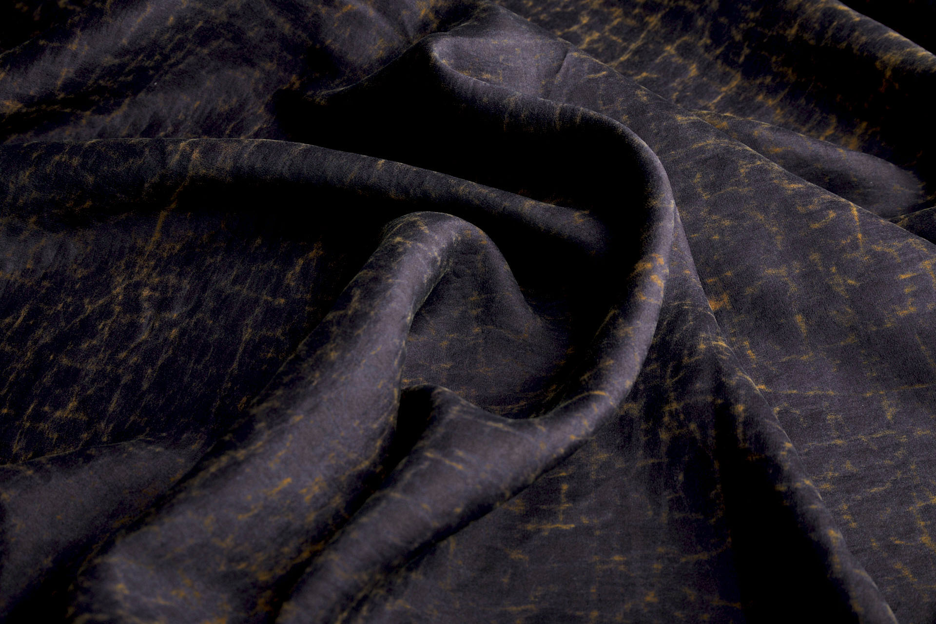 Mud Silk - Satin - Ochre / Black fabric, image 6 of 10