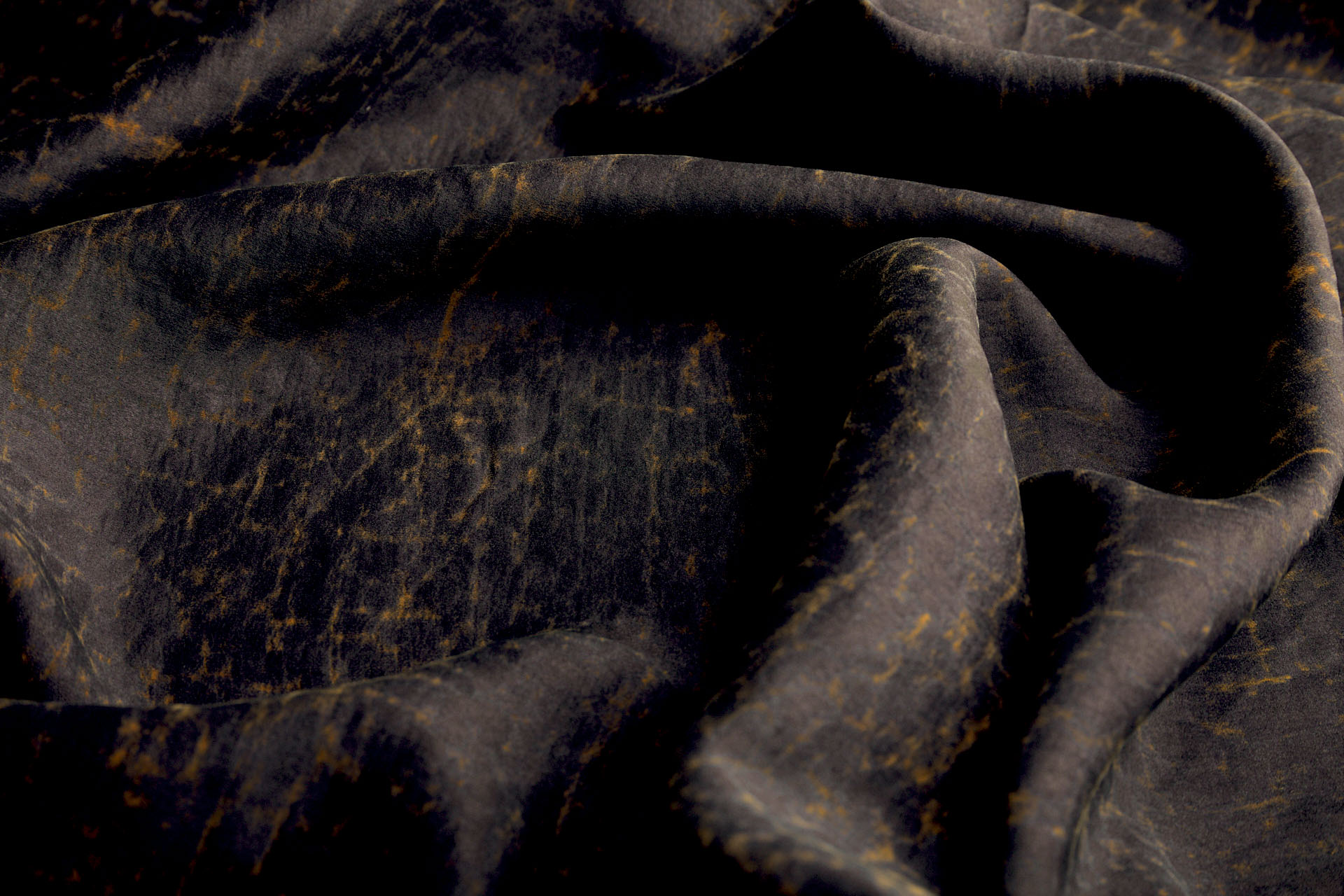Mud Silk - Satin - Ochre / Black fabric, image 9 of 10