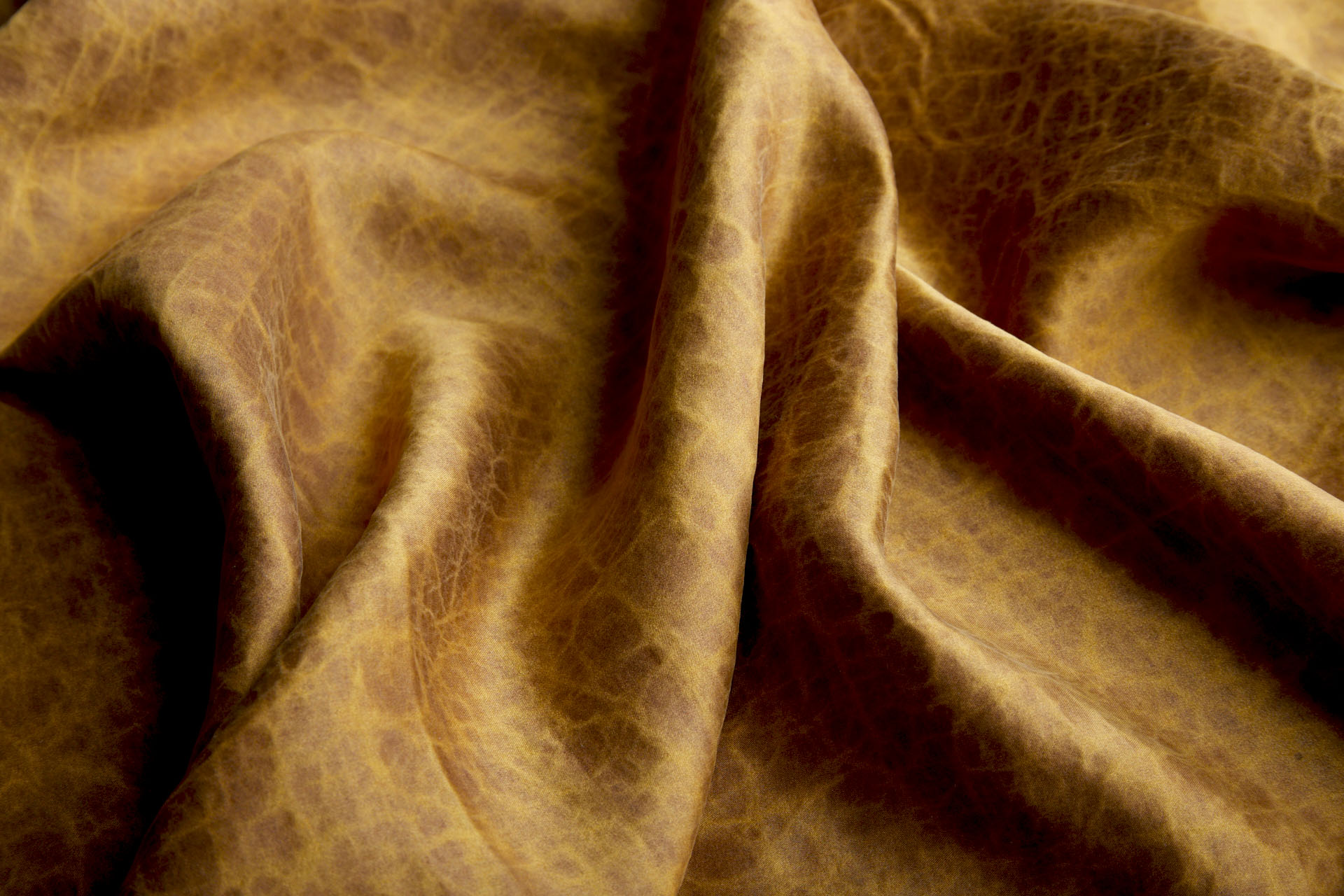 Mud Silk - Satin - Ochre / Black fabric, image 2 of 10
