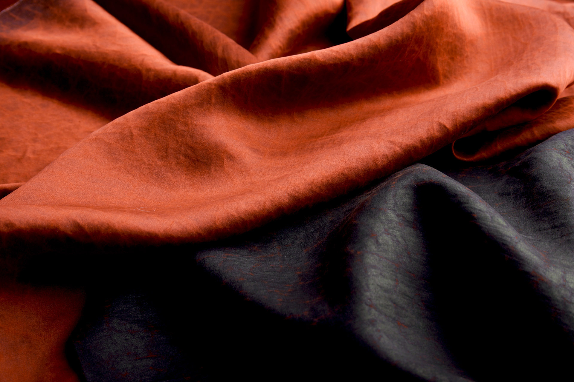 Mud Silk - Satin - Russet / Black fabric, image 6 of 9