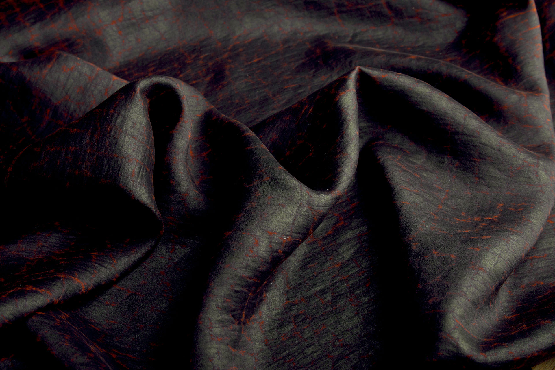 Mud Silk - Satin - Russet / Black fabric, image 3 of 9