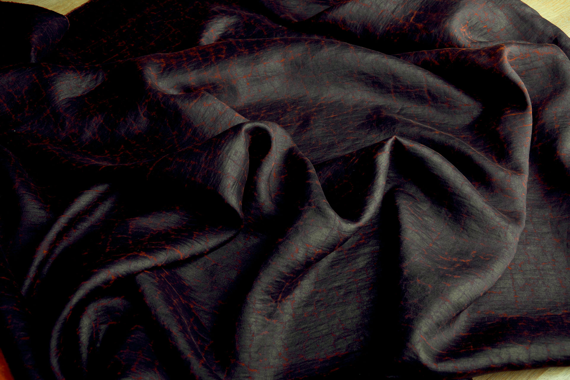 Mud Silk - Satin - Russet / Black fabric, image 8 of 9