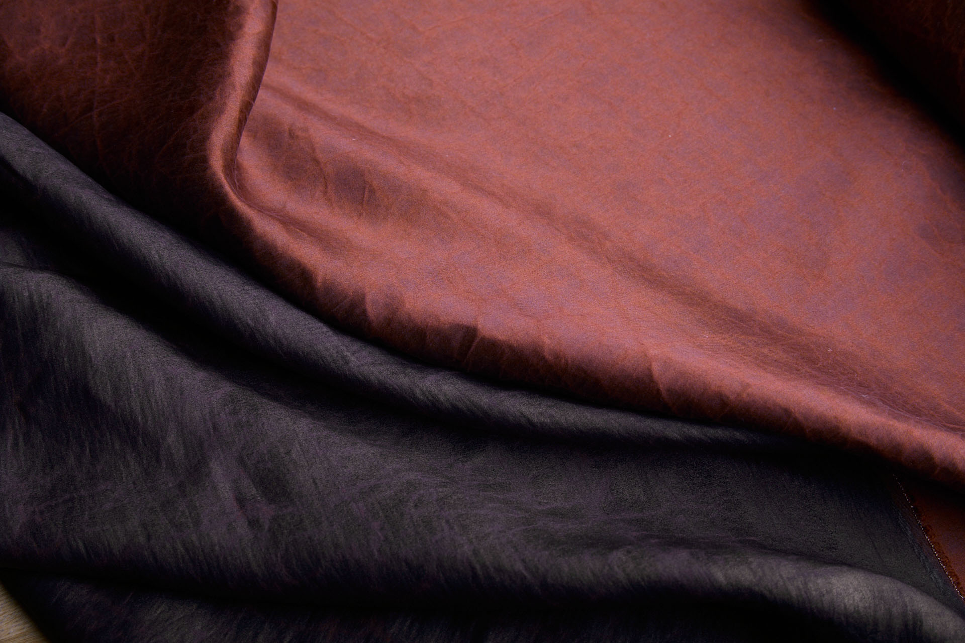 Mud Silk - Satin - Chestnut / Black fabric