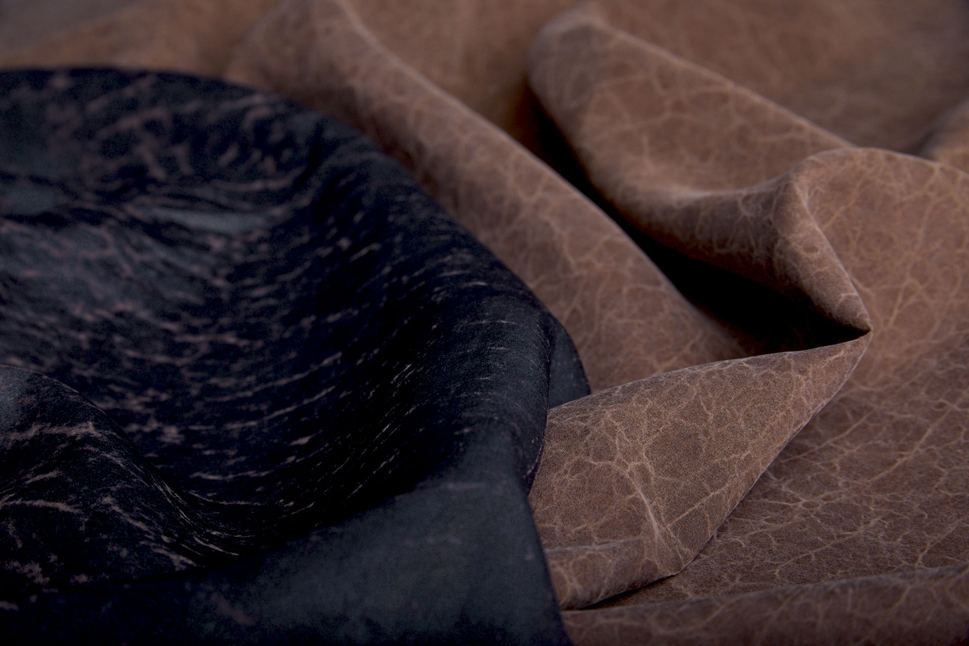 Mud Silk - Habotai - Irish Coffee / Black fabric, image 6 of 10