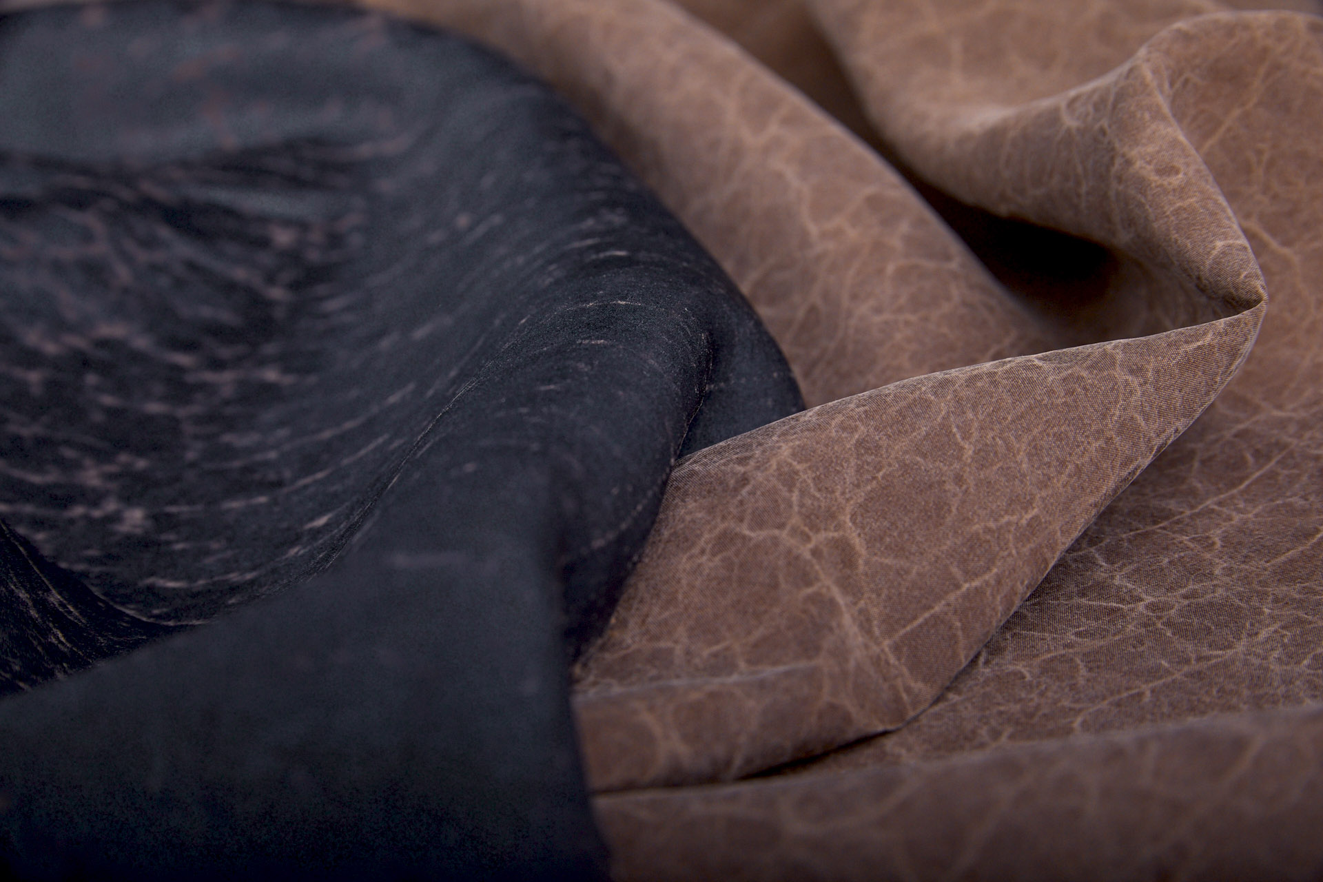 Mud Silk - Habotai - Irish Coffee / Black fabric, image 9 of 10