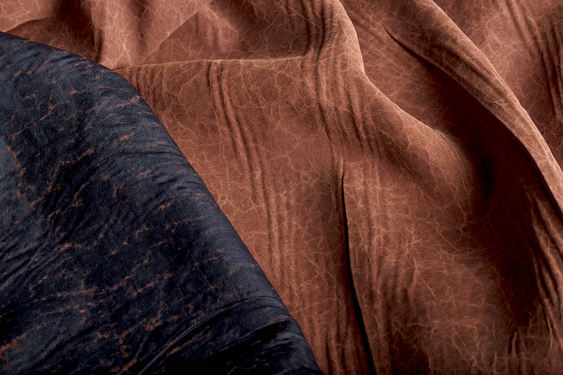 Mud Silk - Habotai - Brick / Black fabric, image 6 of 8