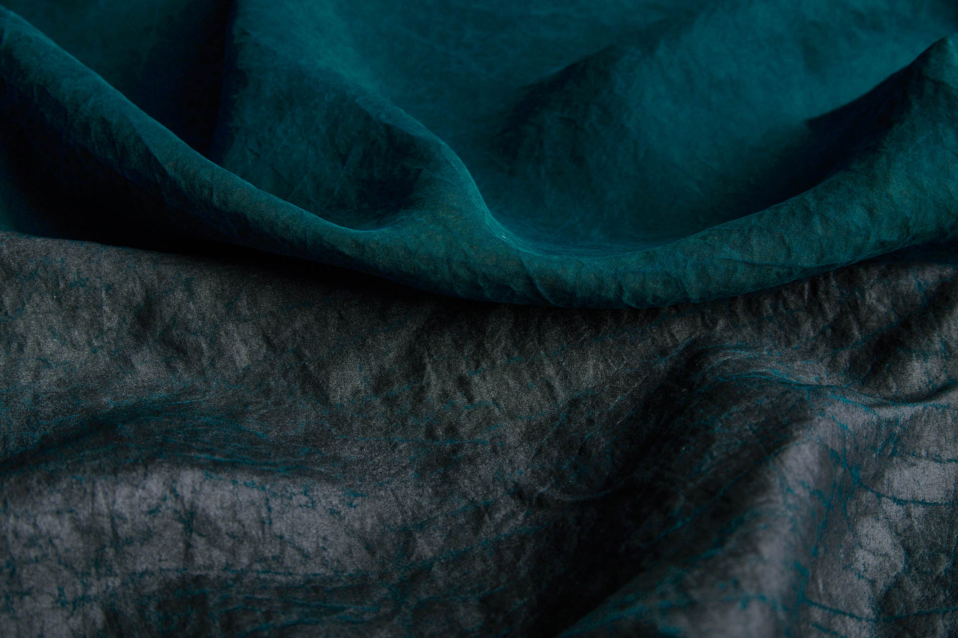Mud Silk - Habotai - Dark Teal / Black fabric, image 2 of 11