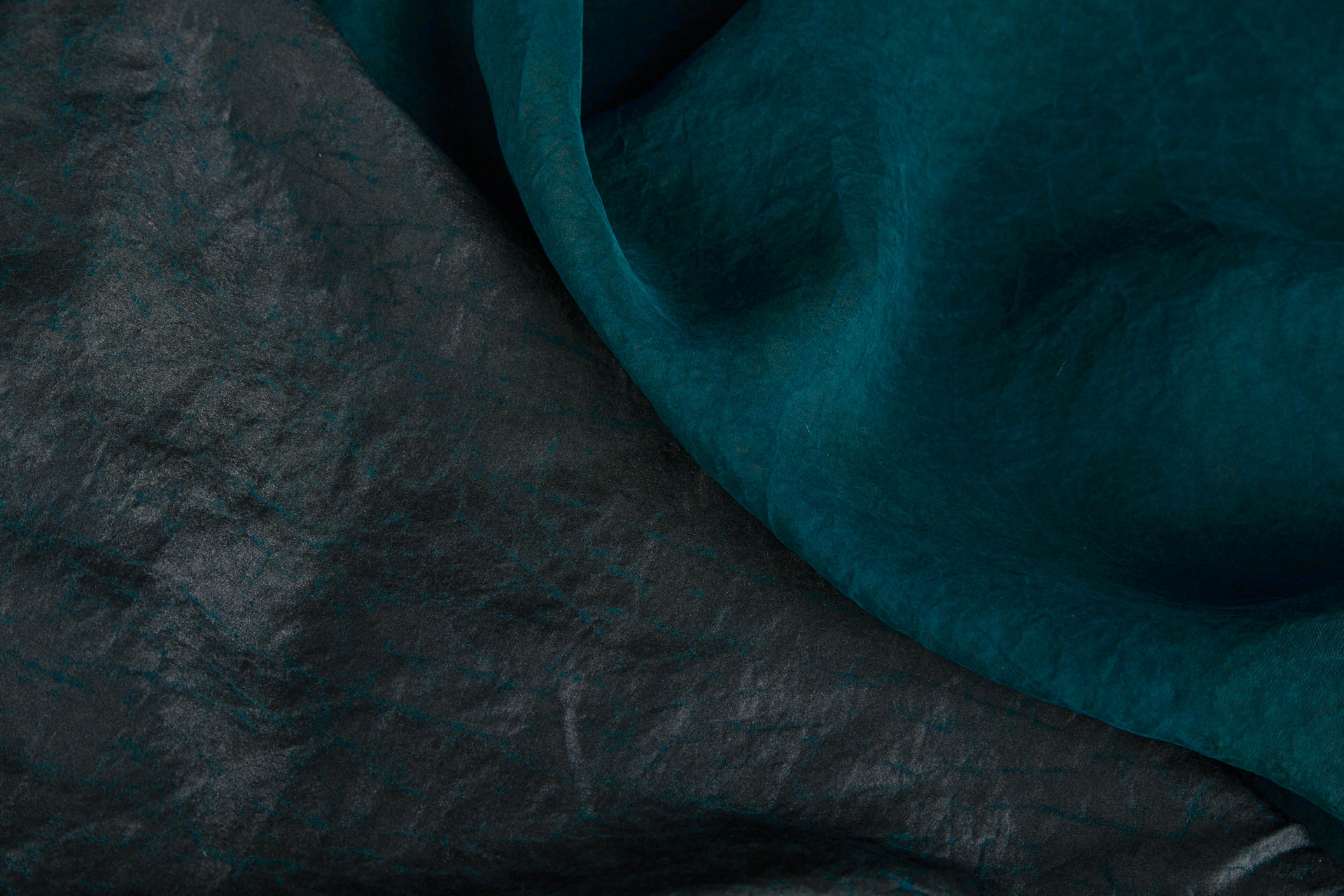 Mud Silk - Habotai - Dark Teal / Black fabric, image 5 of 11
