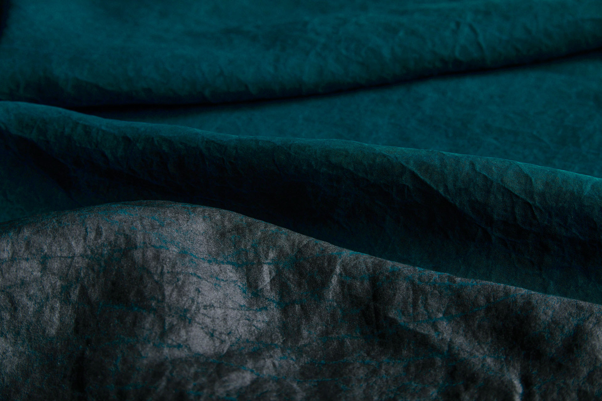 Mud Silk - Habotai - Dark Teal / Black fabric, image 9 of 11