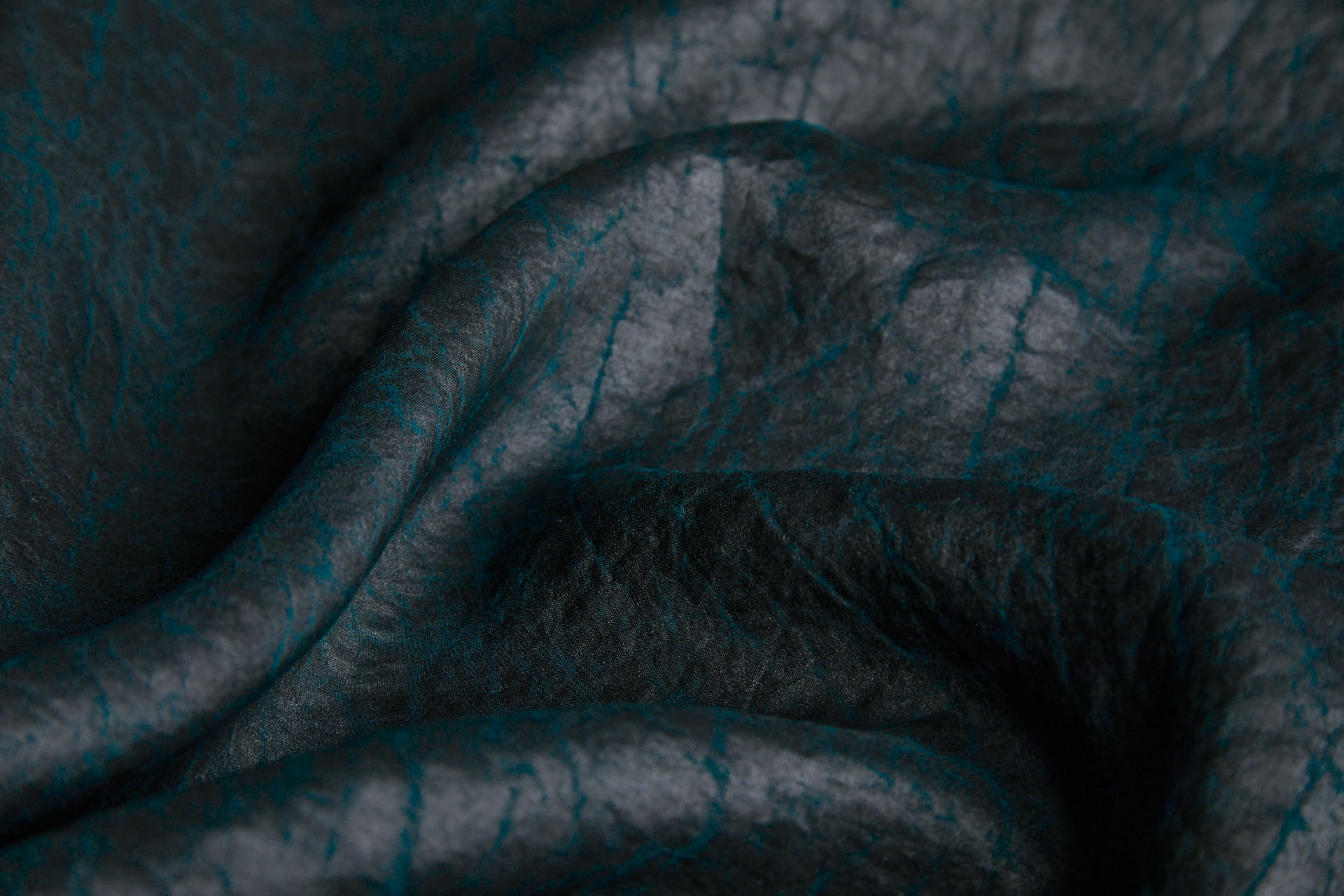 Mud Silk - Habotai - Dark Teal / Black fabric, image 6 of 11