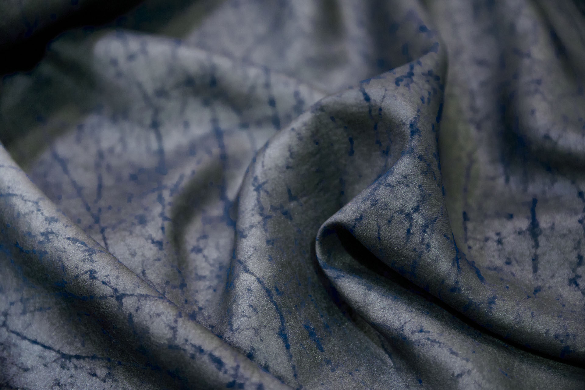Mud Silk - Habotai - Electric Blue / Black fabric, image 5 of 11