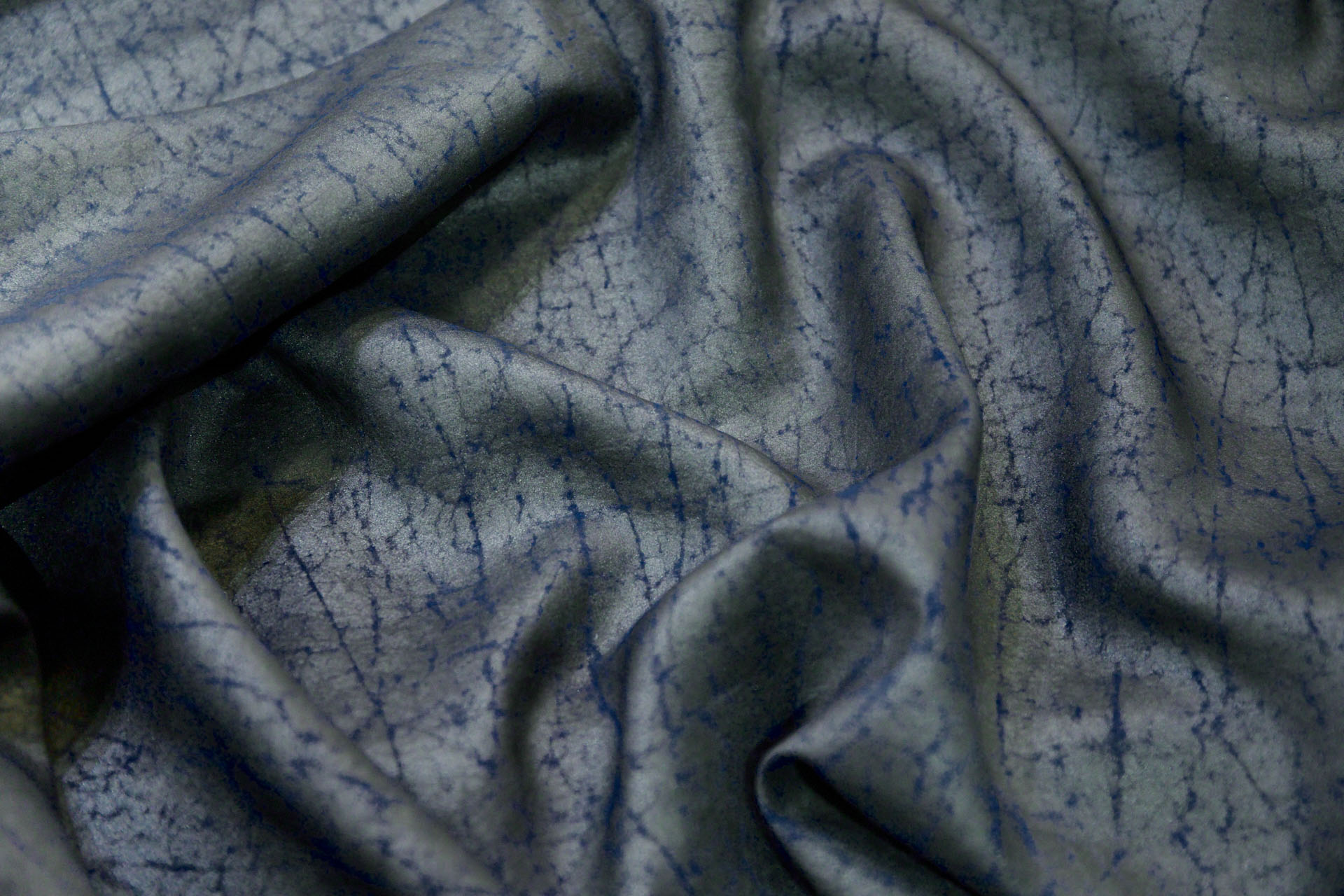 Mud Silk - Habotai - Electric Blue / Black fabric, image 10 of 11