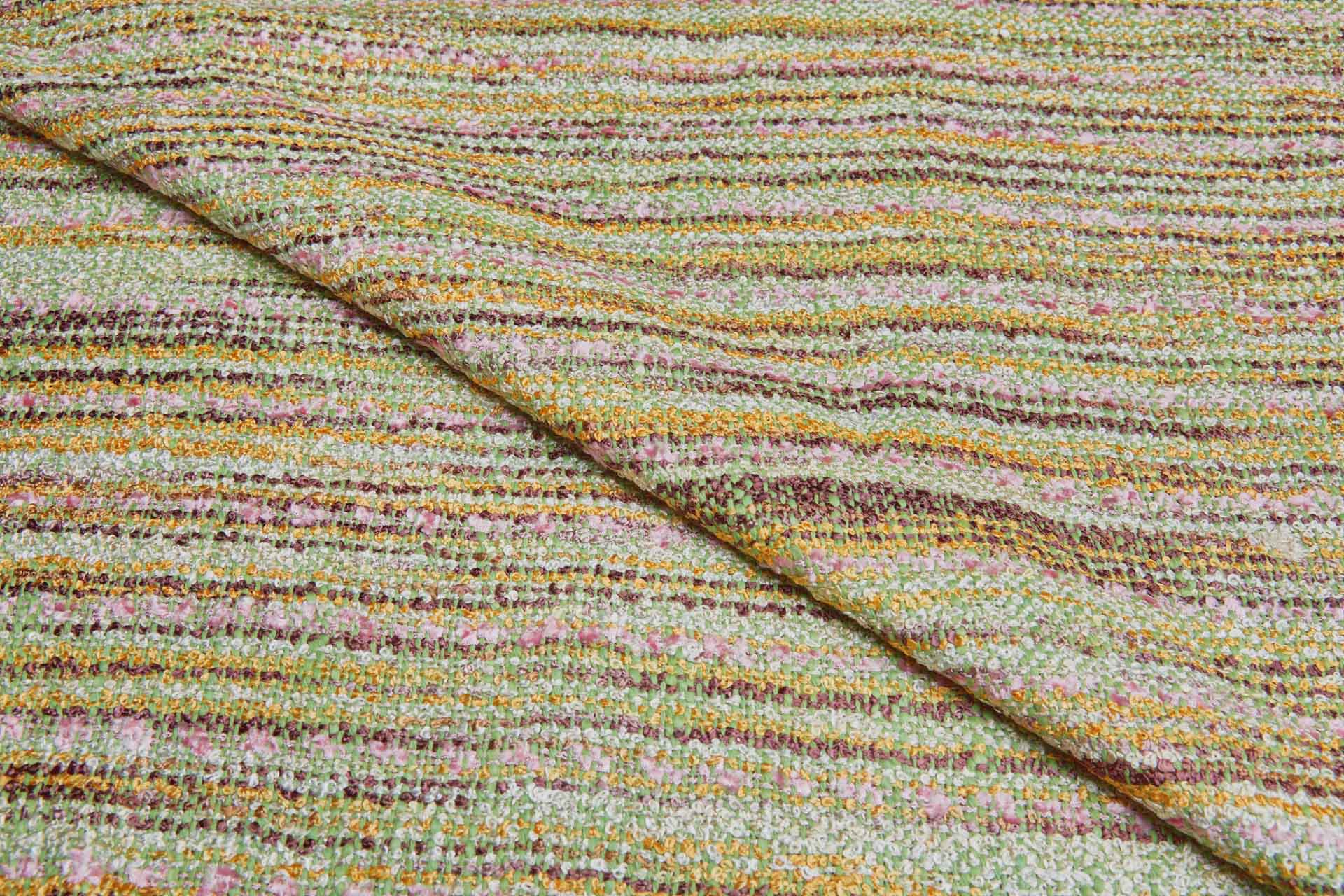 Rustic Bouclé Stripe - Pink, Yellow, Maroon and Green fabric, image 3 of 7