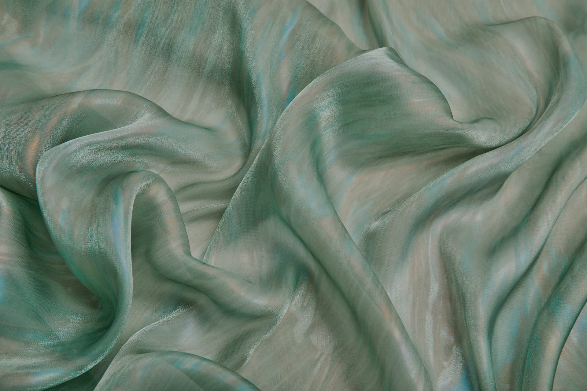 Oil Slick Foil Organza - Sage fabric, image 3 of 7