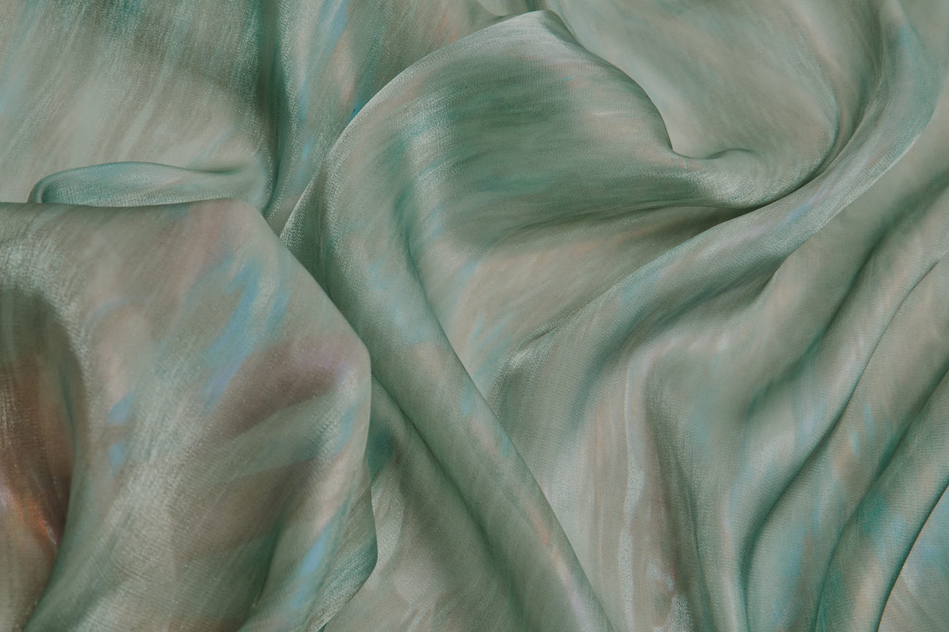 Oil Slick Foil Organza - Sage fabric