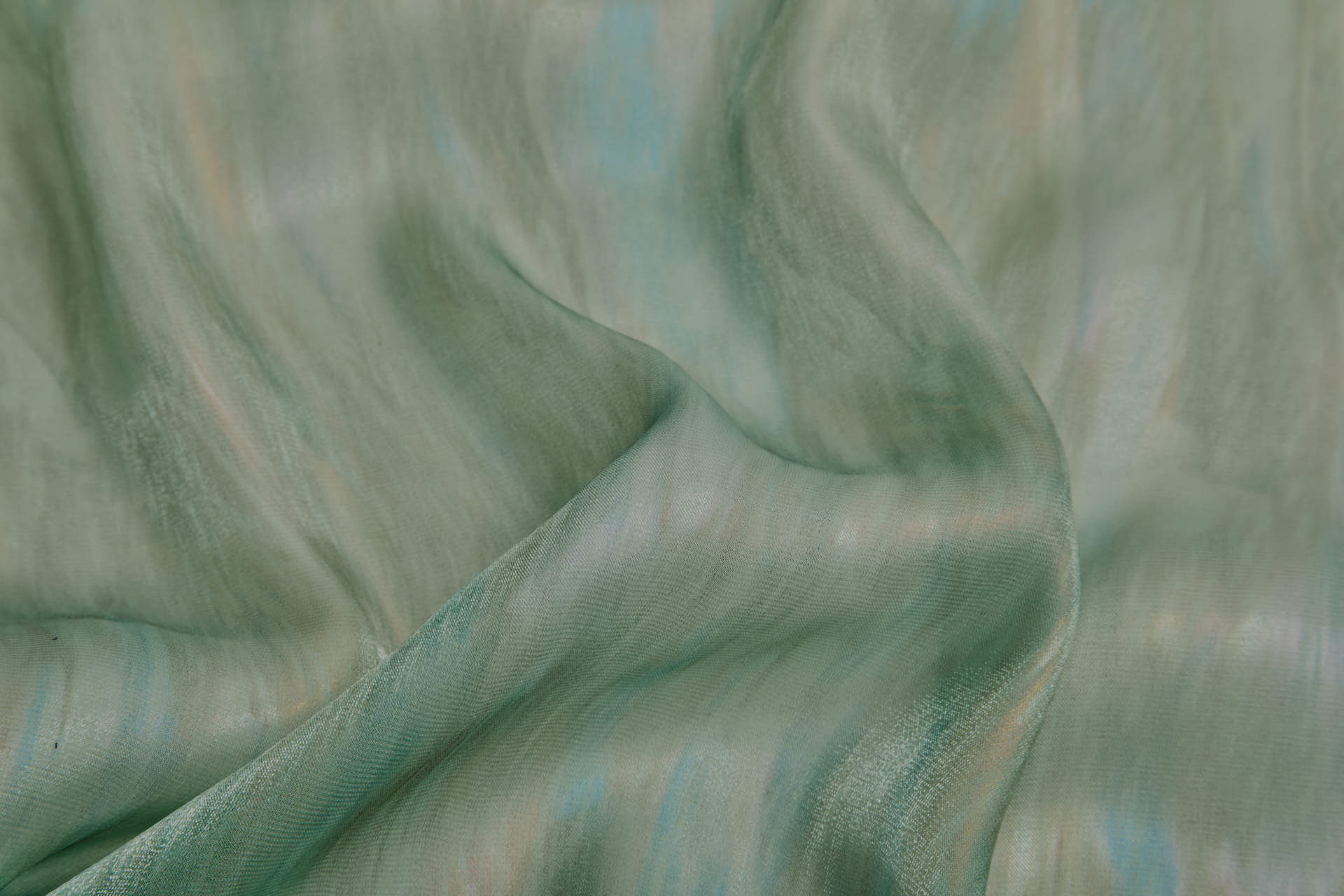 Oil Slick Foil Organza - Sage fabric, image 4 of 7