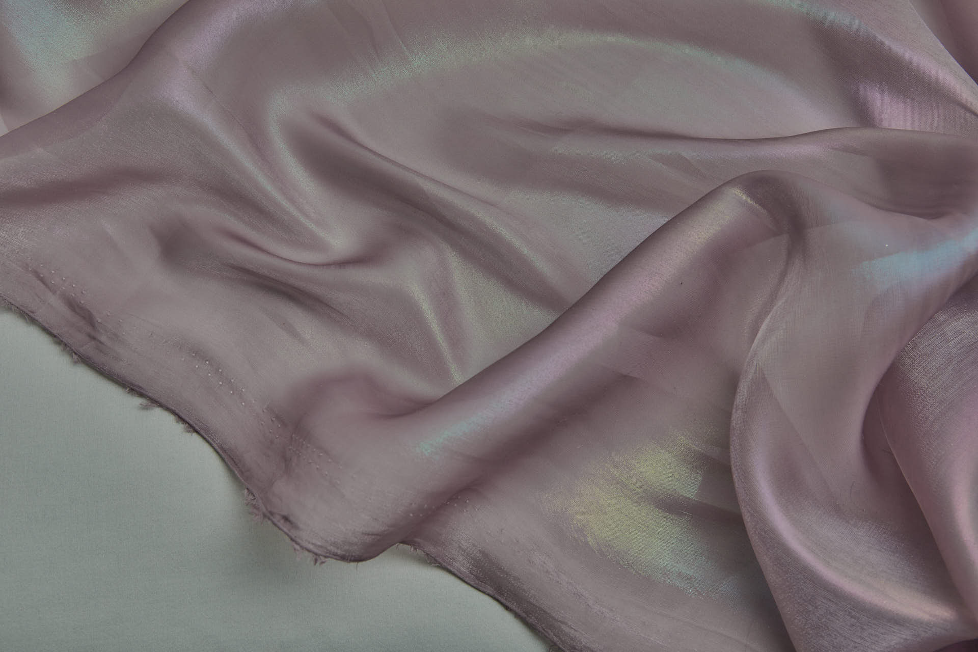 Iridescent Rainbow Foil Organza - Mauve fabric, image 3 of 8