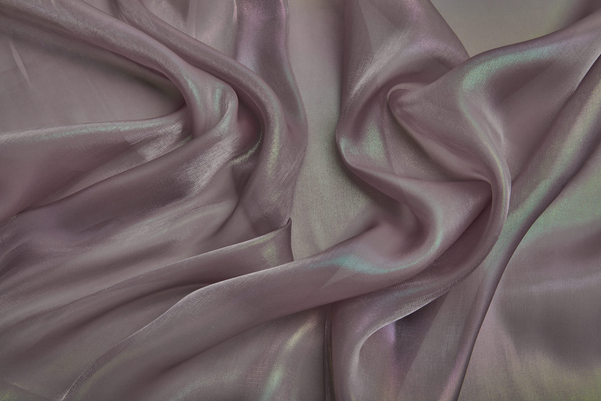 Iridescent Rainbow Foil Organza - Mauve fabric, image 4 of 8